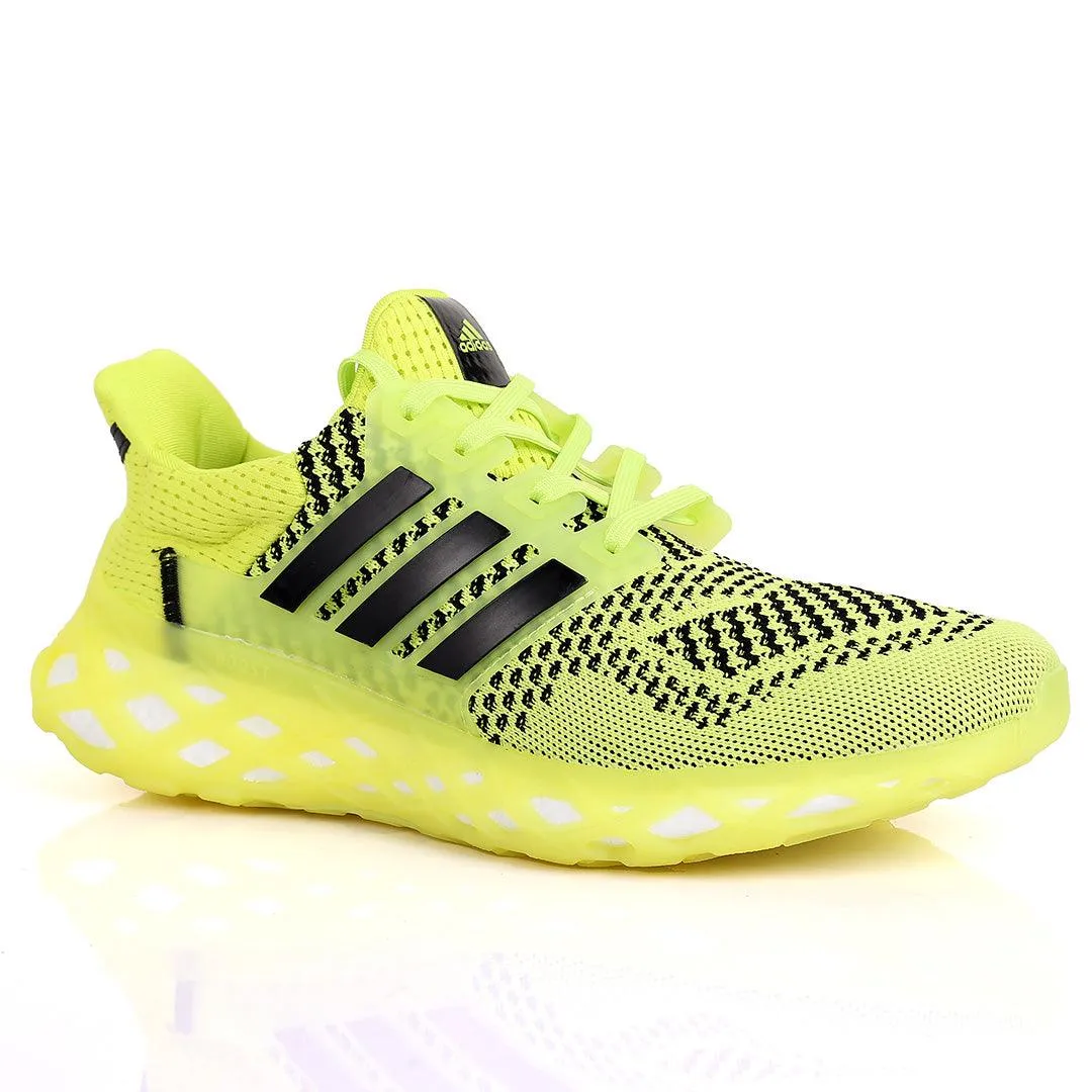 AD Boost Lemon And Black Designed Drift Men's Running Sneakers With Lemon Sole