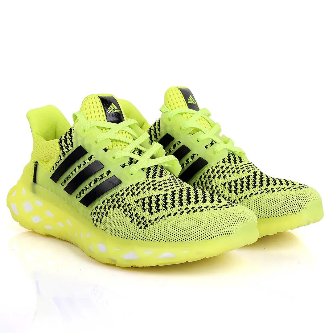 AD Boost Lemon And Black Designed Drift Men's Running Sneakers With Lemon Sole