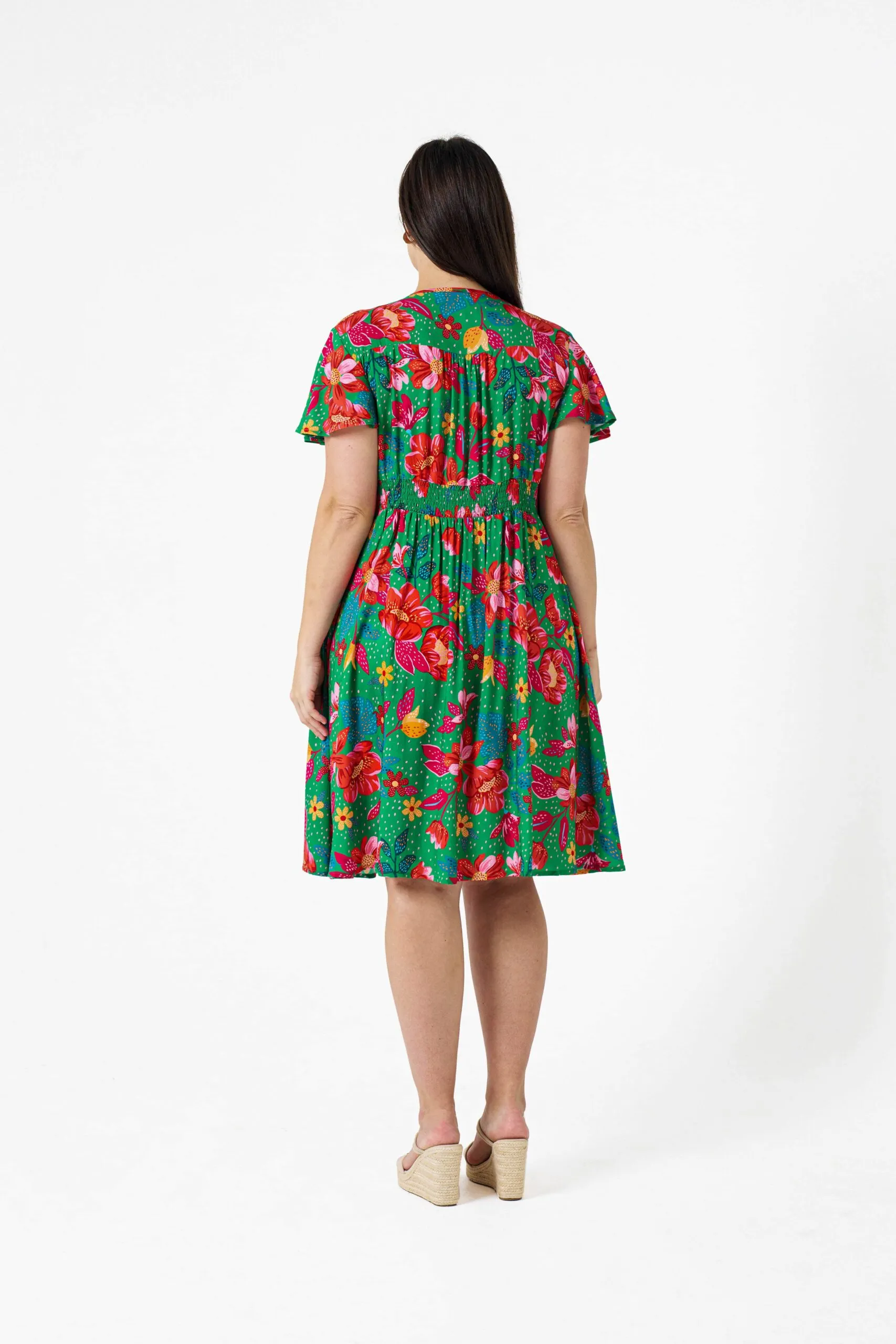 Alish Dress Green Red Floral