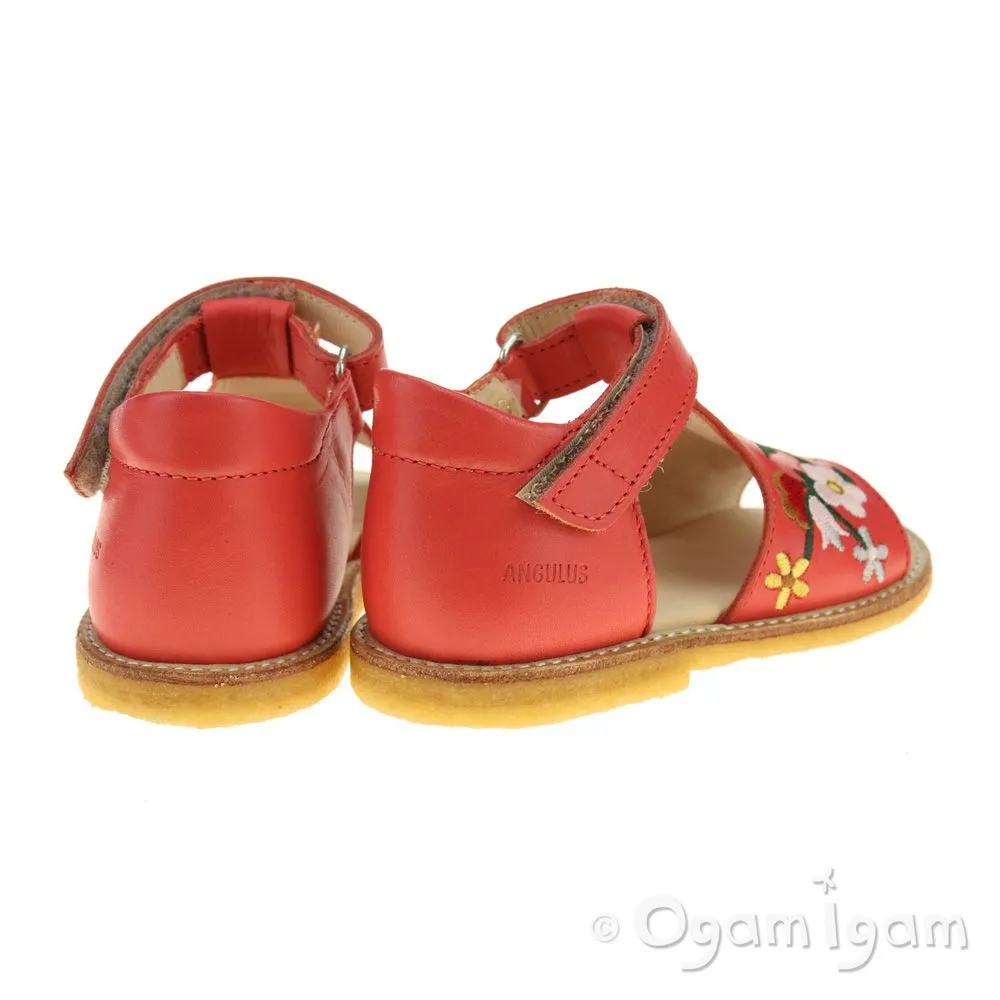 Angulus Girls Embroidered Red Coral Sandal