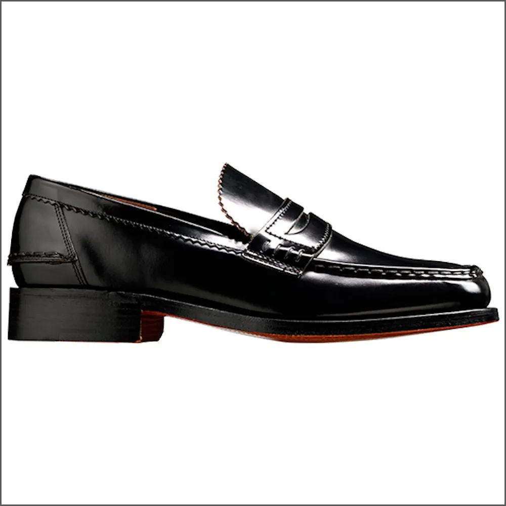 Barker Caruso Black Hi-Shine Penny Loafer--