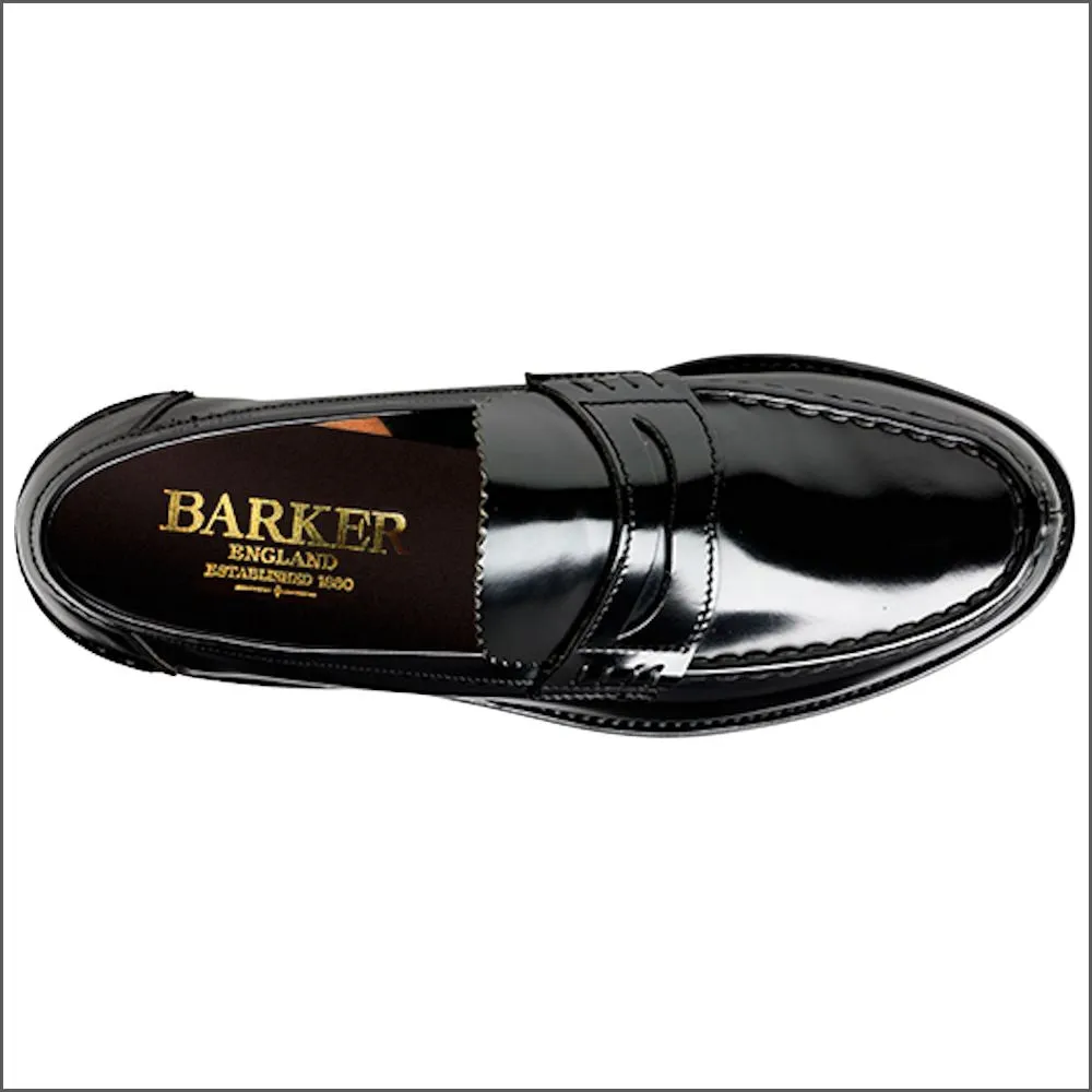 Barker Caruso Black Hi-Shine Penny Loafer--