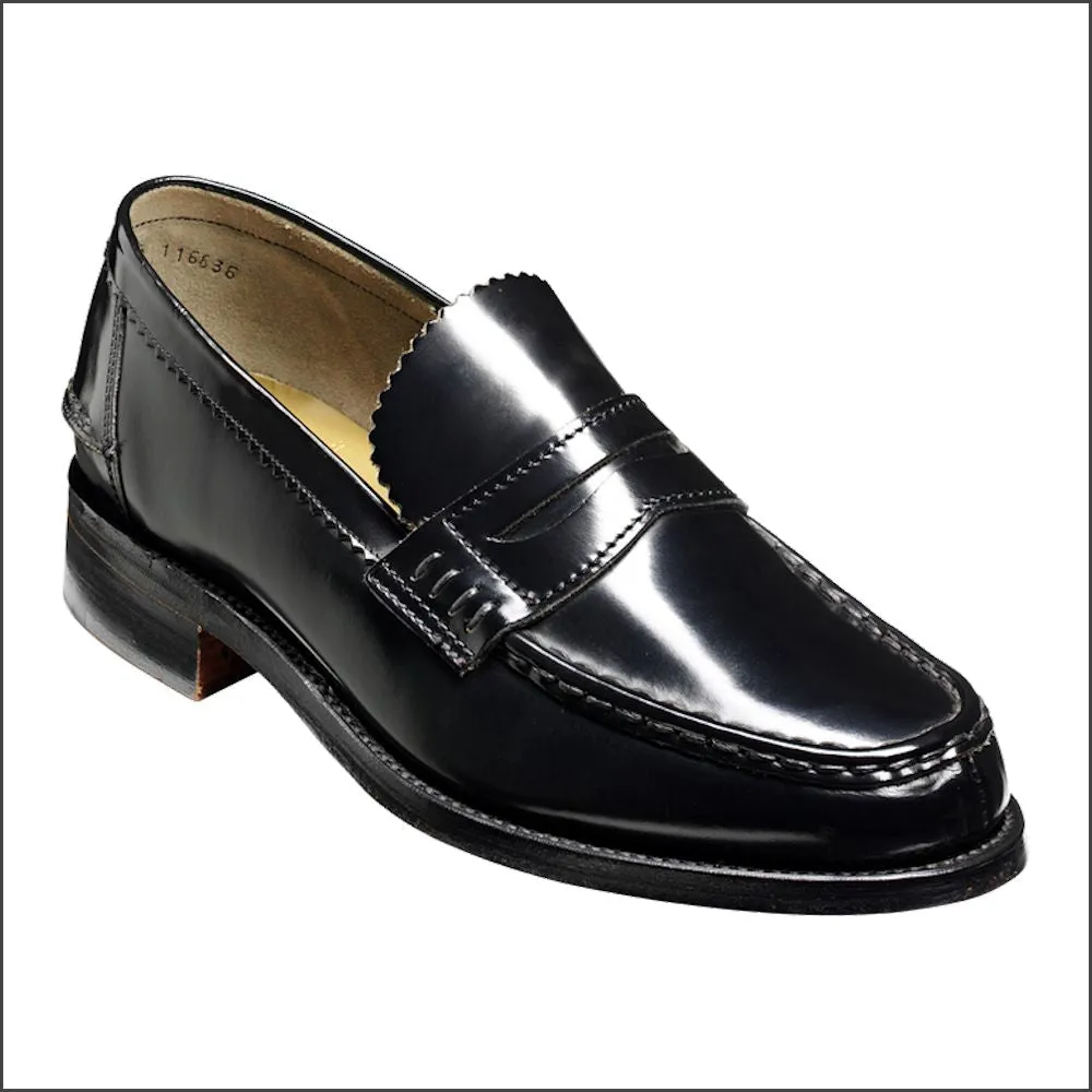 Barker Caruso Black Hi-Shine Penny Loafer--