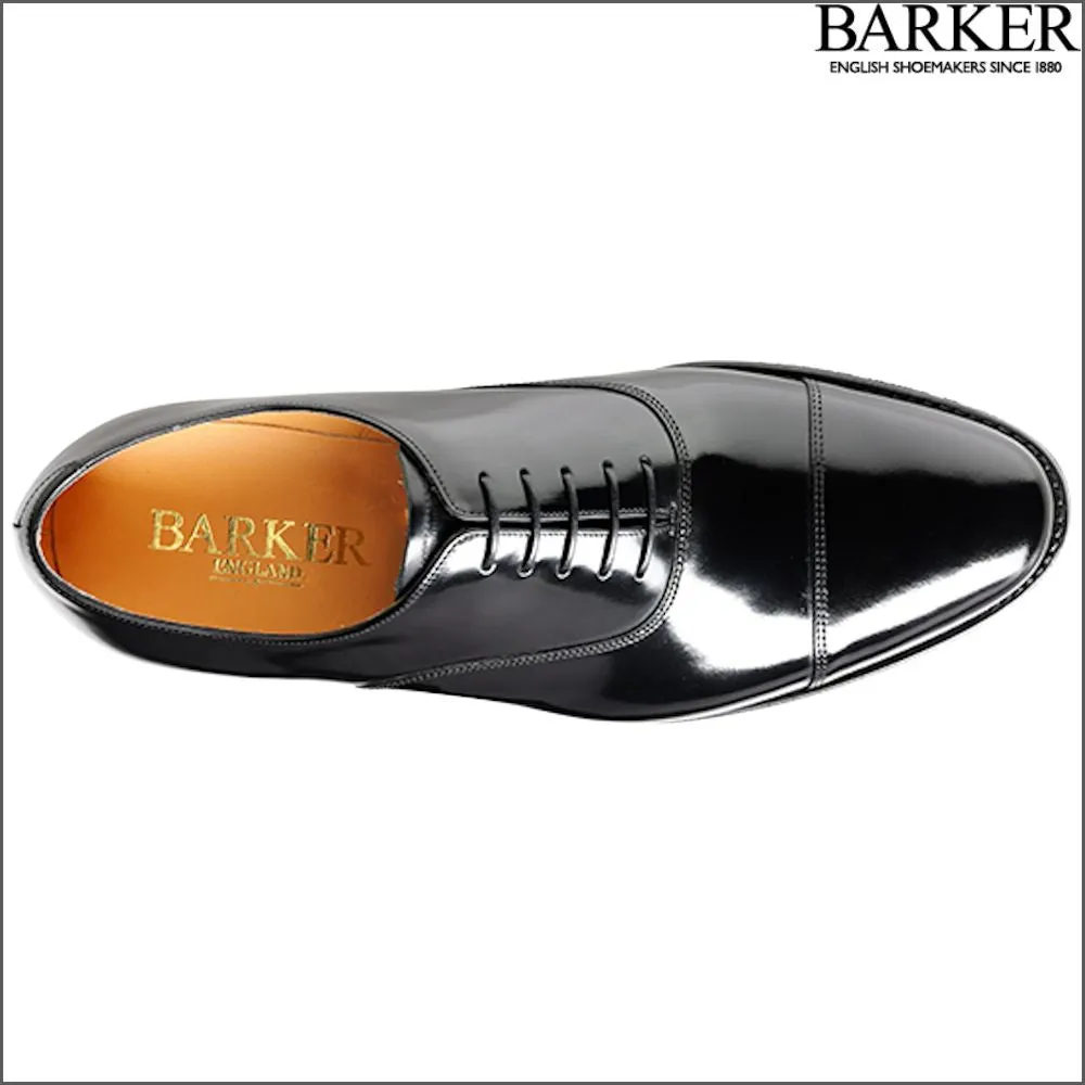 Barker Cheltenham Black Hi-Shine Oxford Toe Cap--