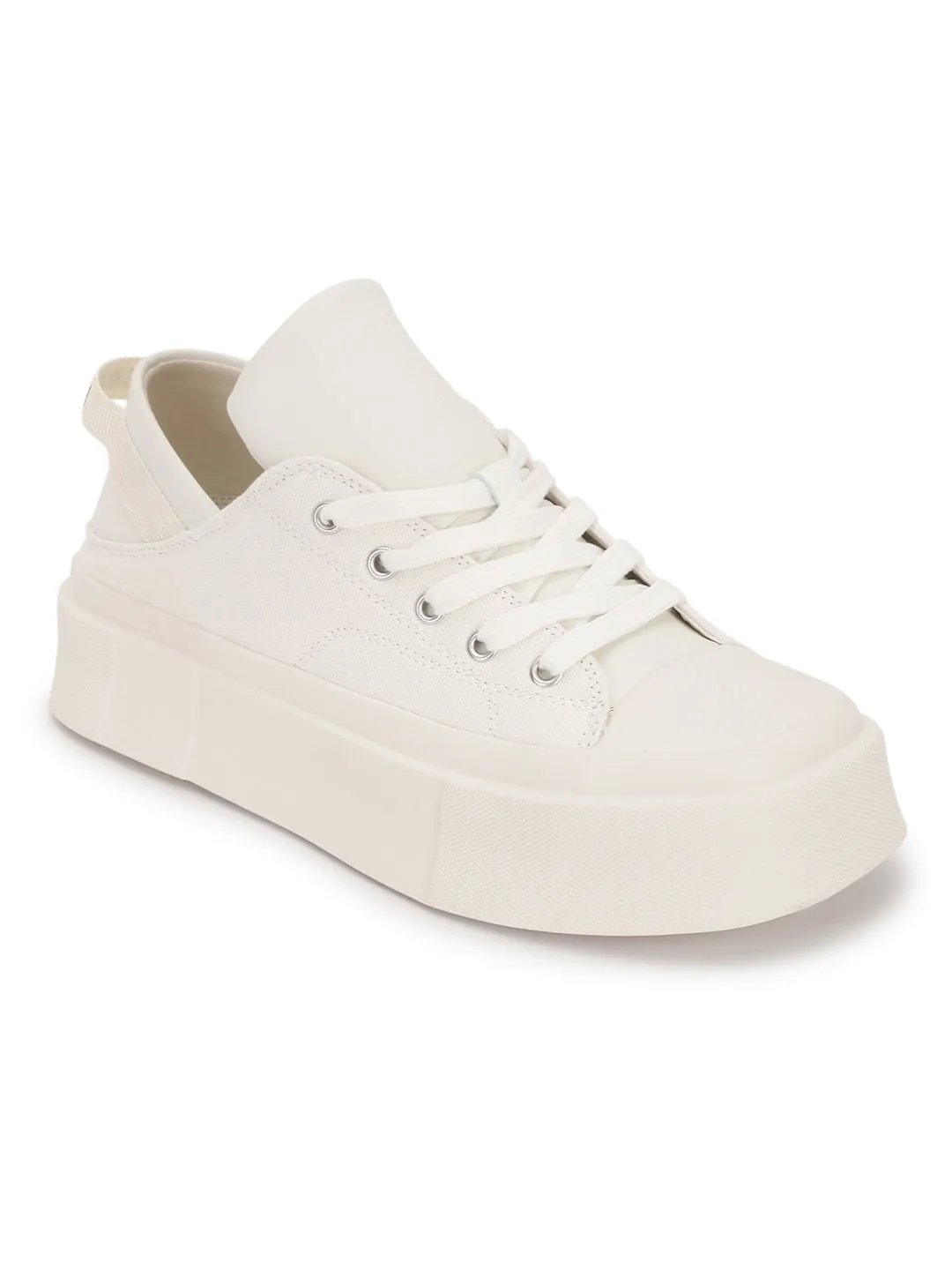 Beige Canvas Stylish Lace-Up Sneakers (TC-RS3700-BEIG)