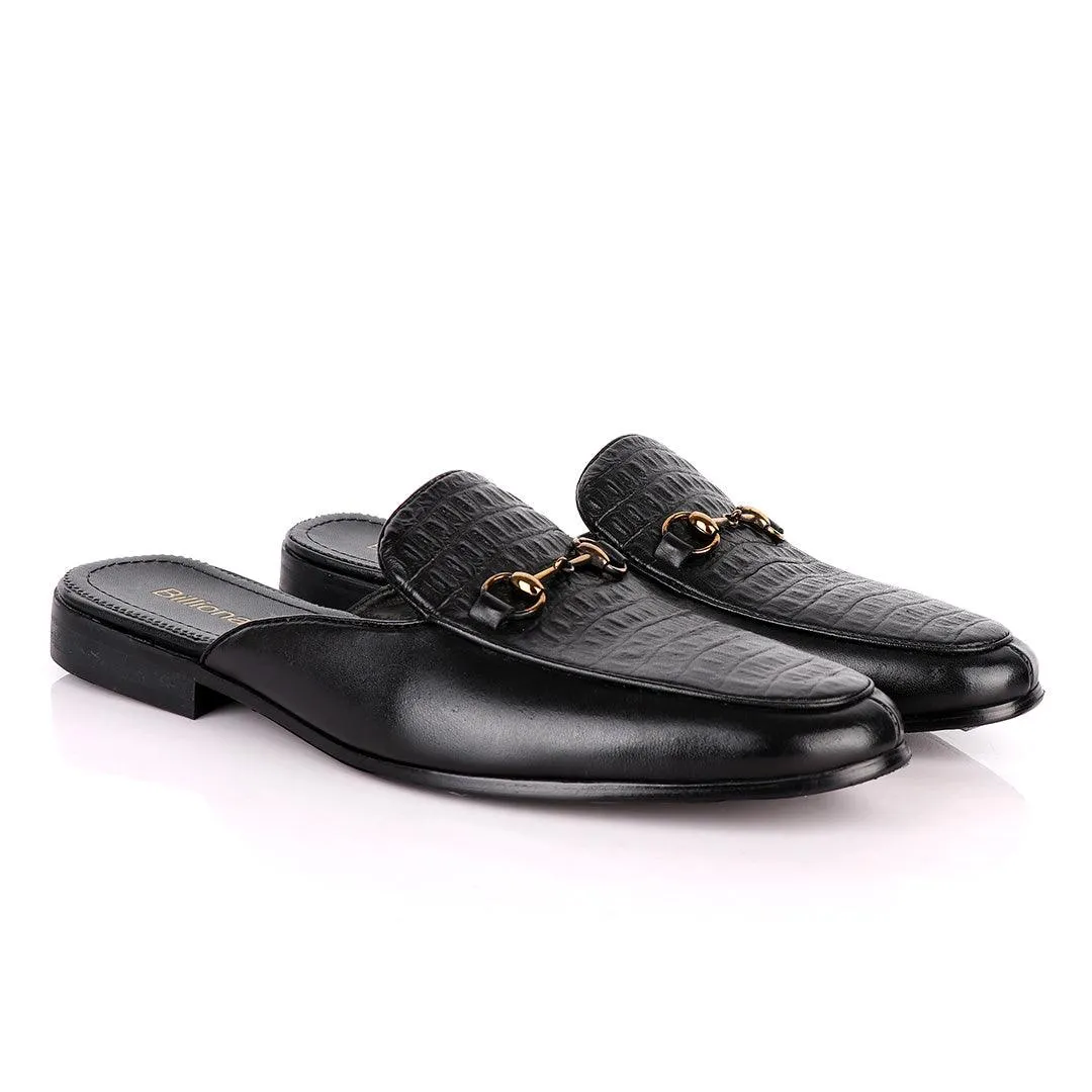 Billionaire Exquisite Chain Head Black Mole Leather Shoe