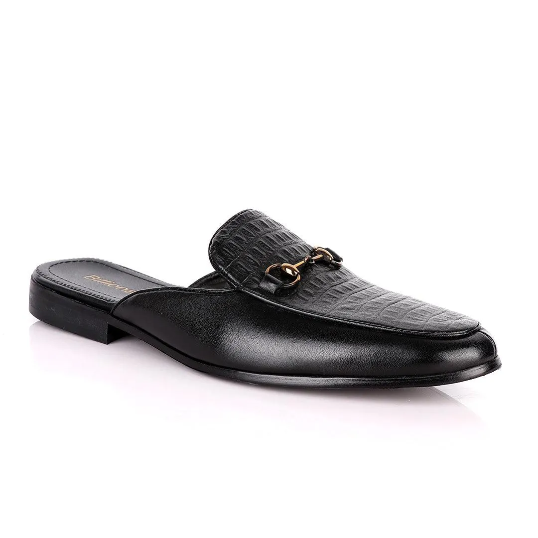 Billionaire Exquisite Chain Head Black Mole Leather Shoe