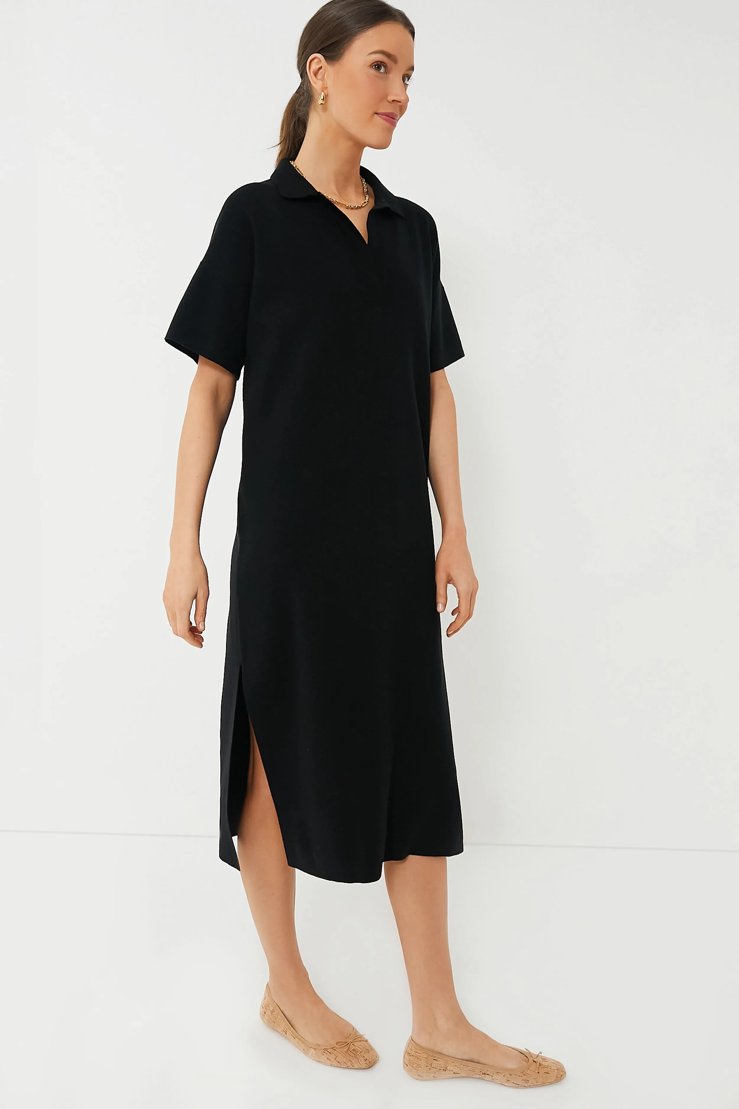 Black Channing Polo Midi Dress