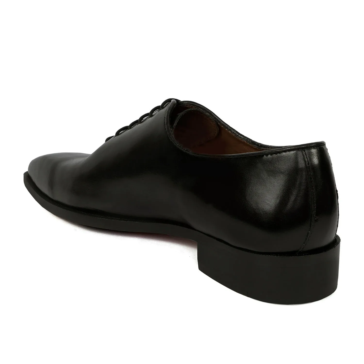 Black Sleek Toe Oxford Lace-Up Shoes