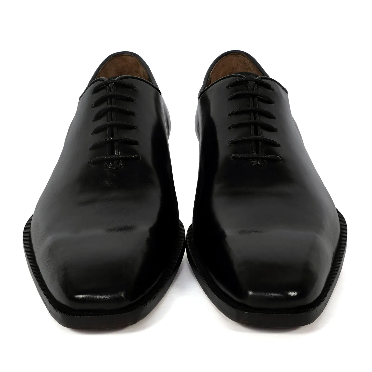 Black Sleek Toe Oxford Lace-Up Shoes