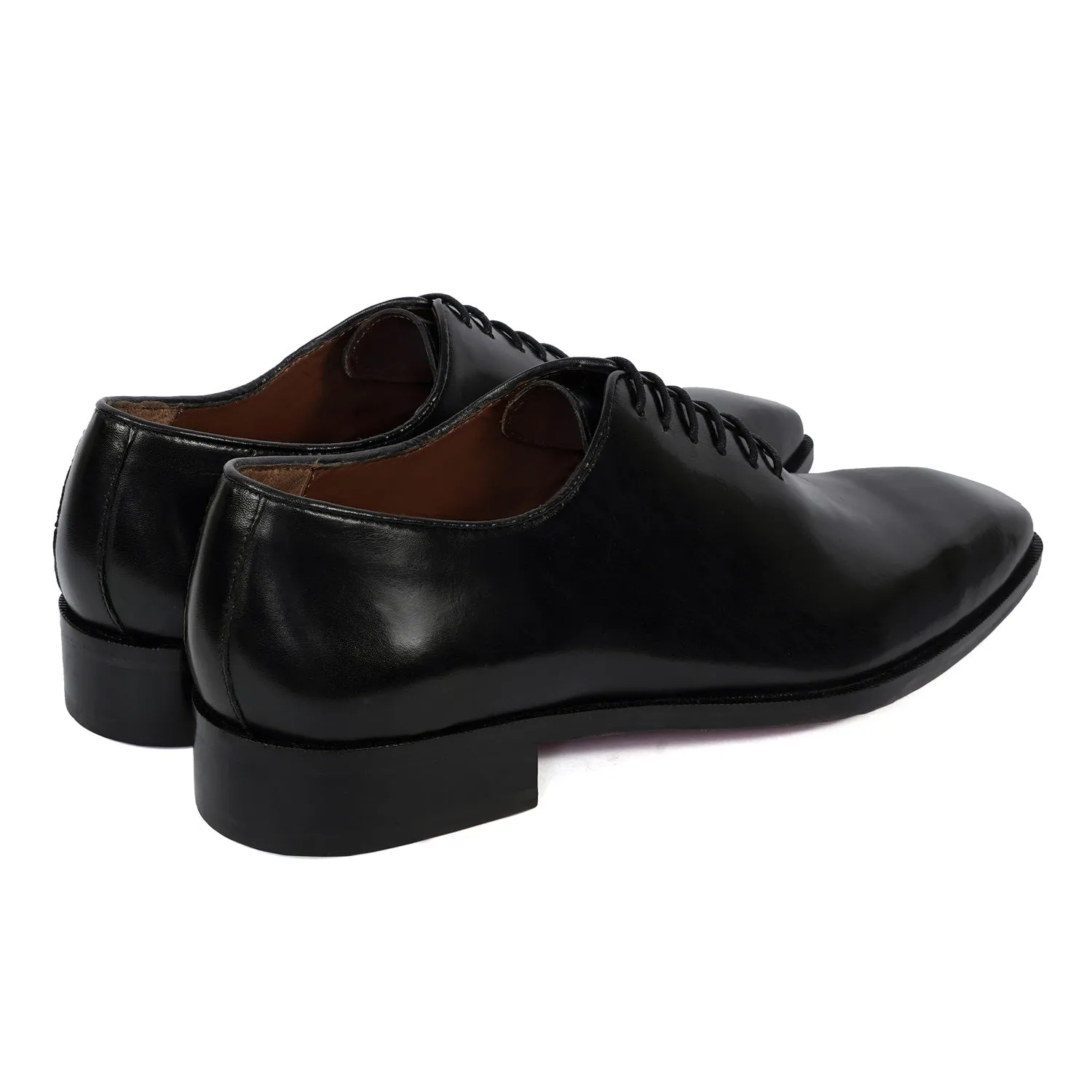 Black Sleek Toe Oxford Lace-Up Shoes