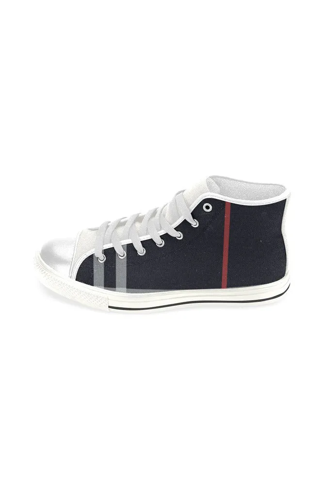 Bold Stripes Men’s Classic High Top Canvas Shoes (Model 017)