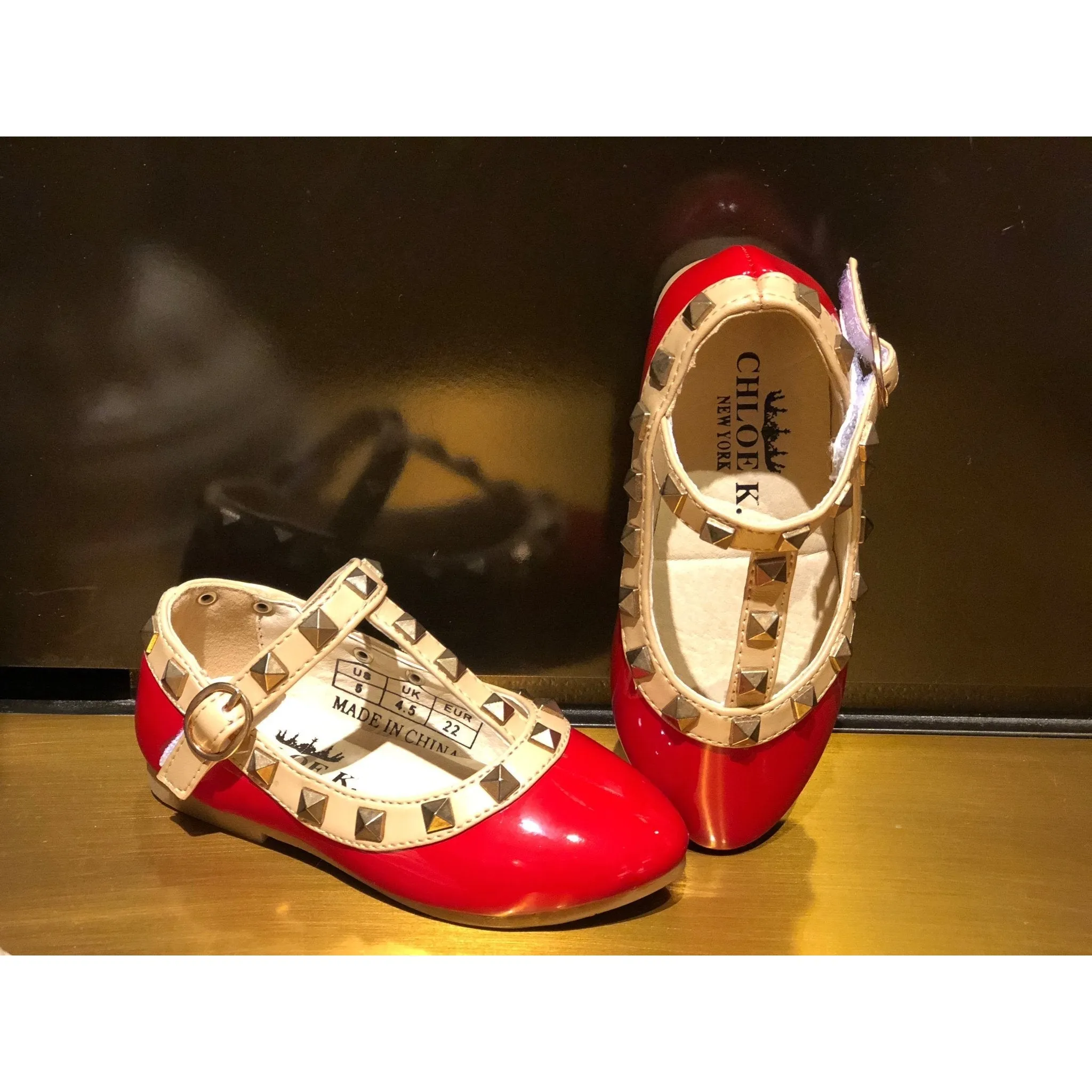 Chloe K Red Studded Shoes