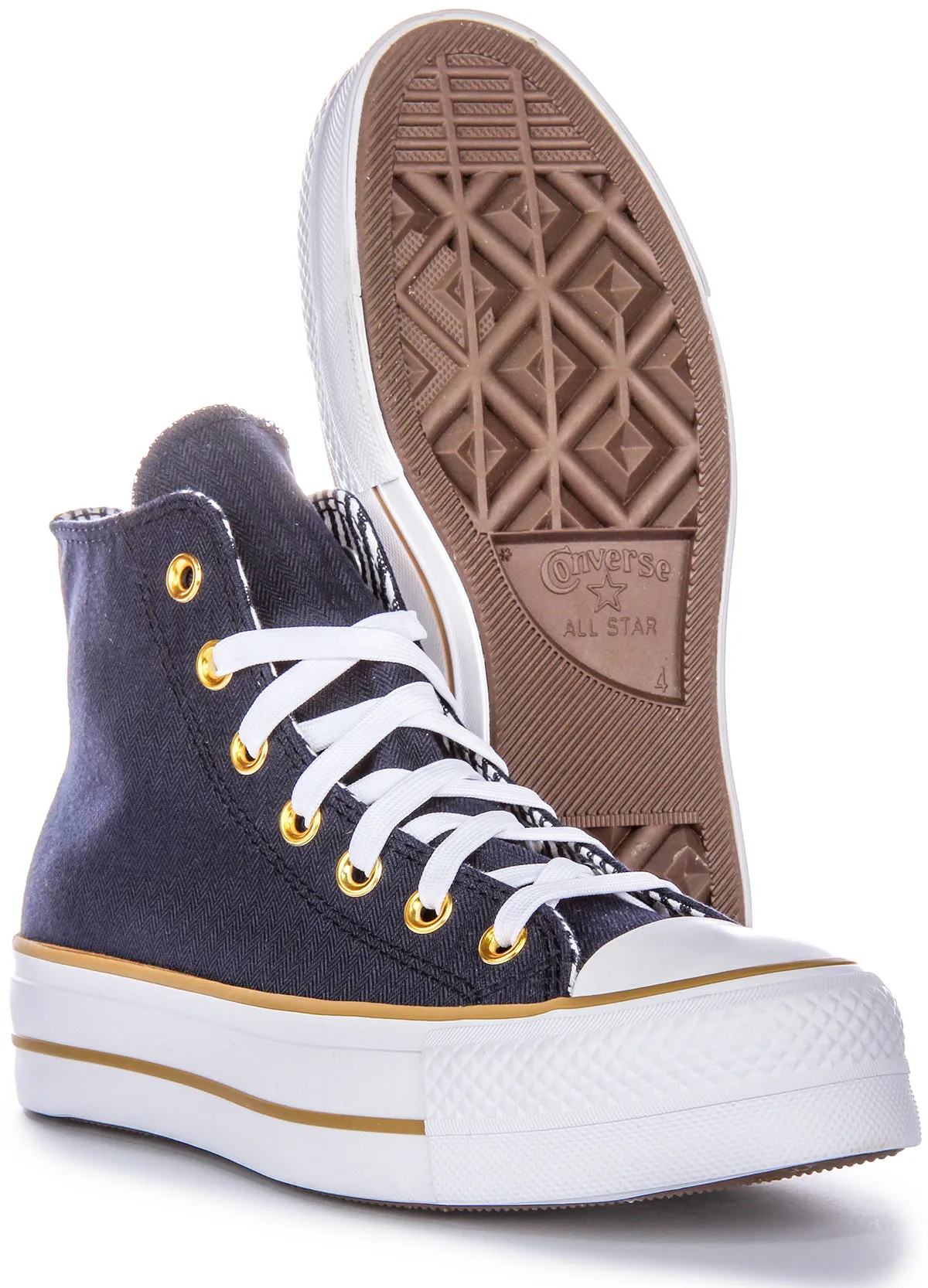 Converse CT All Star Lift Hi A08860C In Navy Herringbone