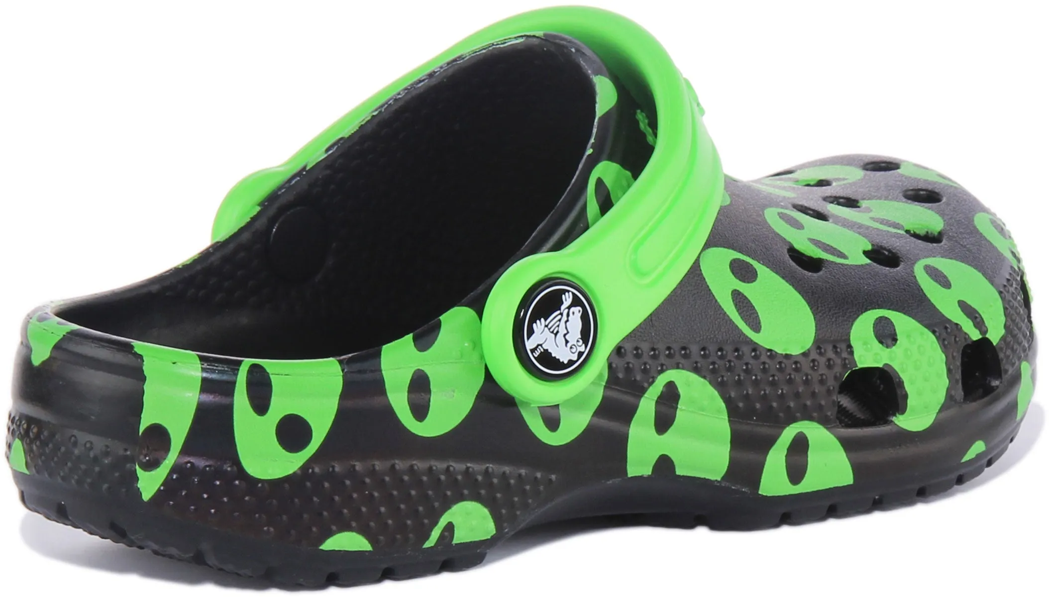 Crocs Classic Junior In Black Green Aliens For Kids