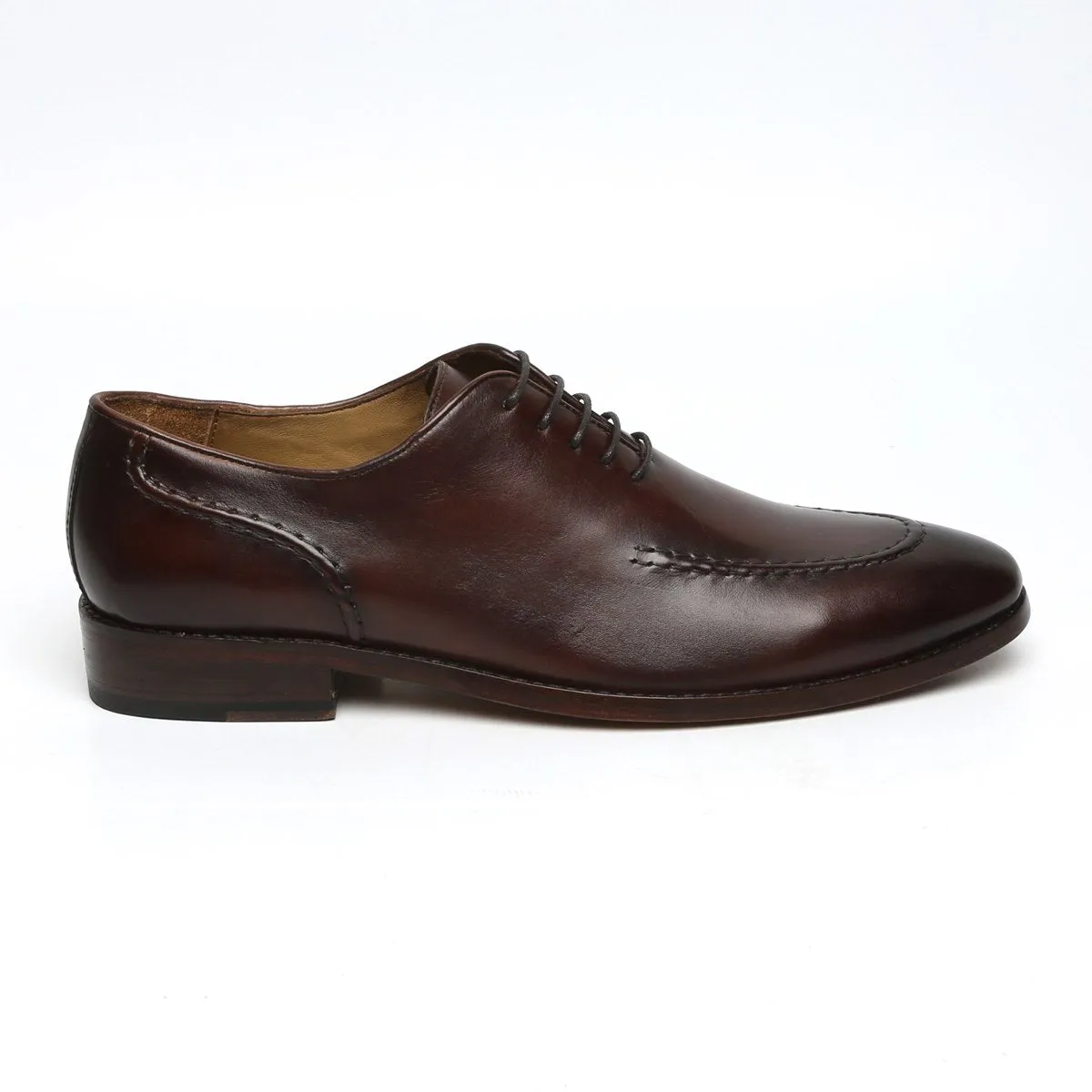 Dark Brown Sleek Look Oxford Lace-Up Shoe