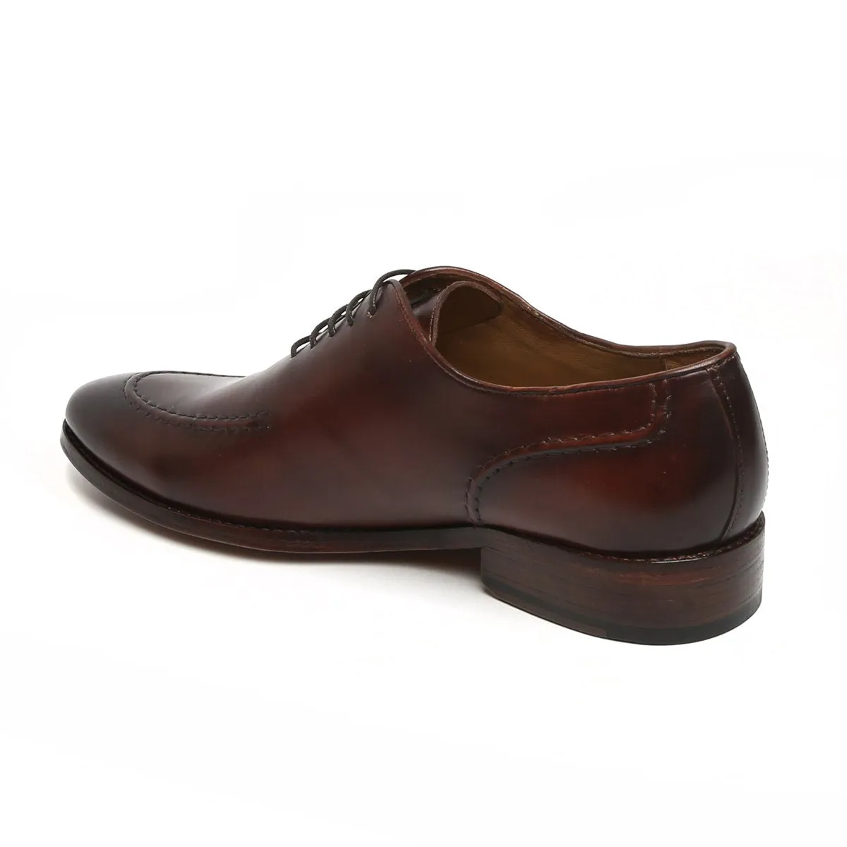 Dark Brown Sleek Look Oxford Lace-Up Shoe