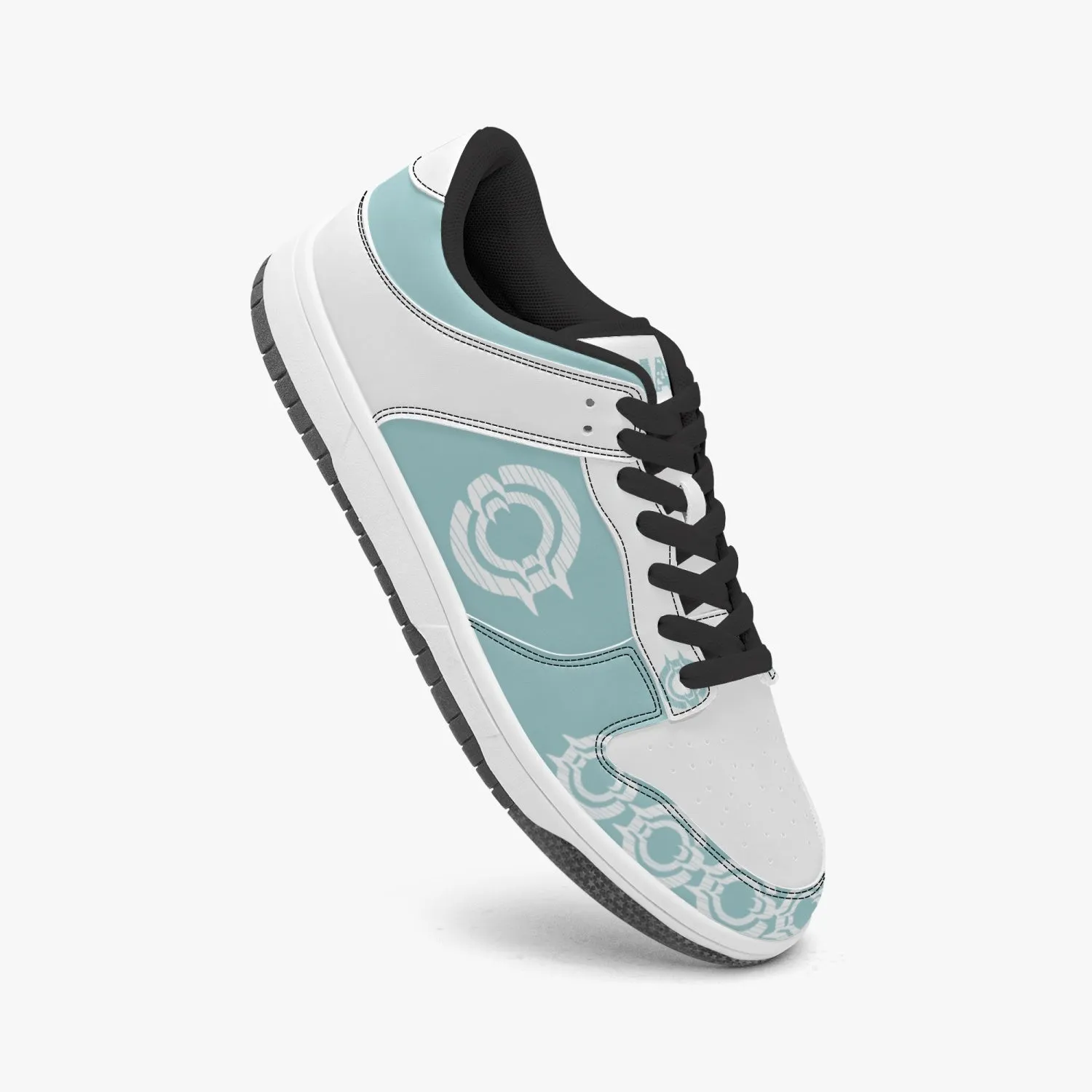 Dunk Stylish Low-Top Leather Sneakers LighBlue-White logo