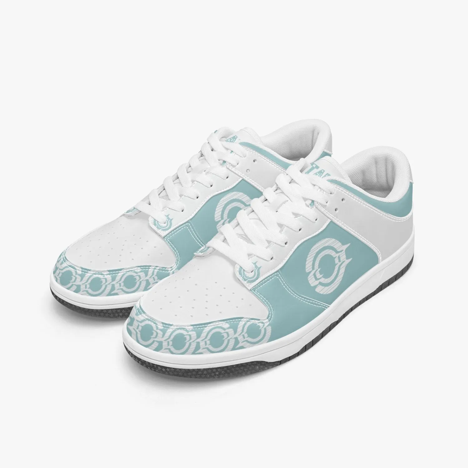 Dunk Stylish Low-Top Leather Sneakers LighBlue-White logo