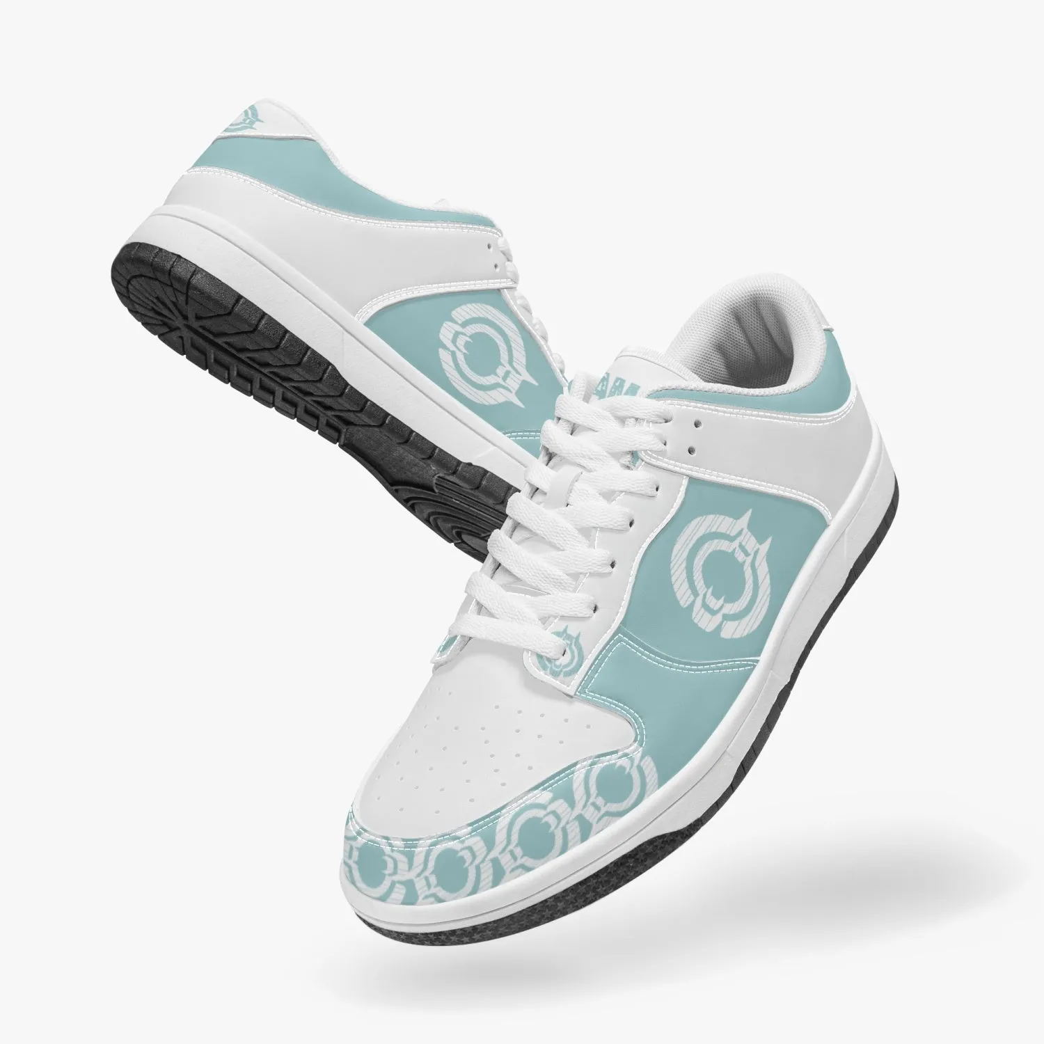 Dunk Stylish Low-Top Leather Sneakers LighBlue-White logo