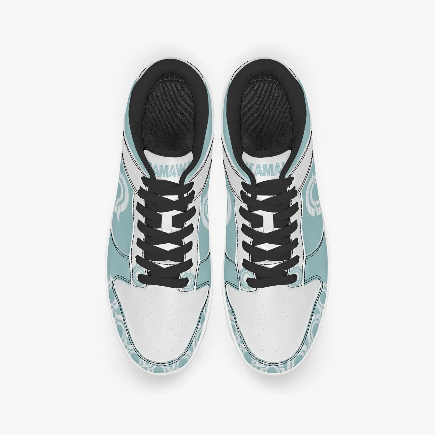 Dunk Stylish Low-Top Leather Sneakers LighBlue-White logo