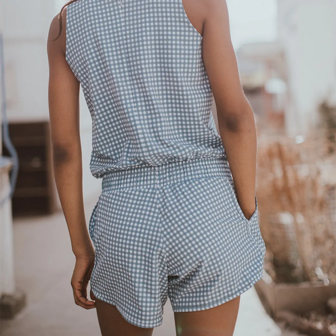 Dusk Check Tank Romper