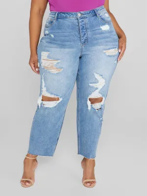 Fashion To Figure - Mid Rise Relaxed Fit Crop Jeans