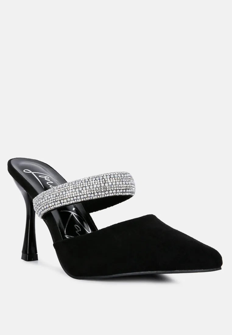 Fauci Diamante Strap Heeled Mules