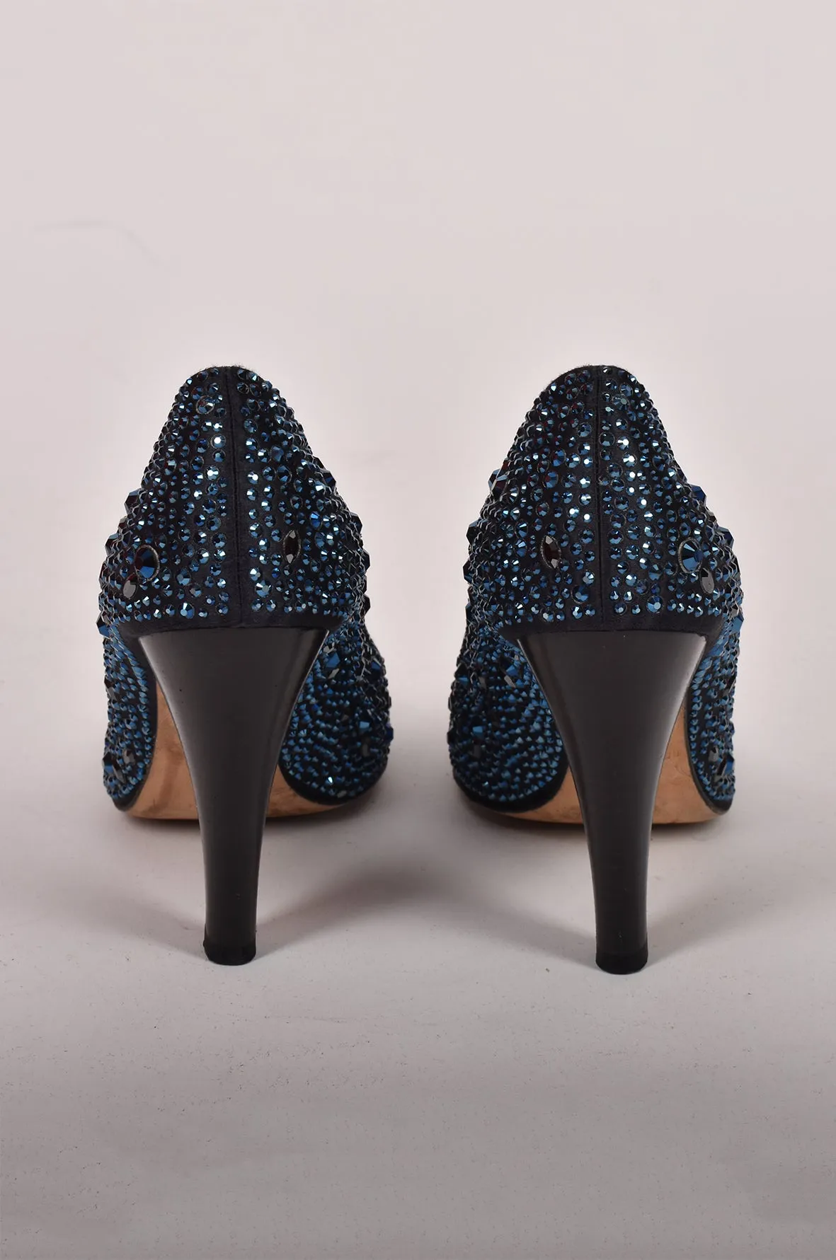 GINA SHOES BLUE CRISTAL HEEL