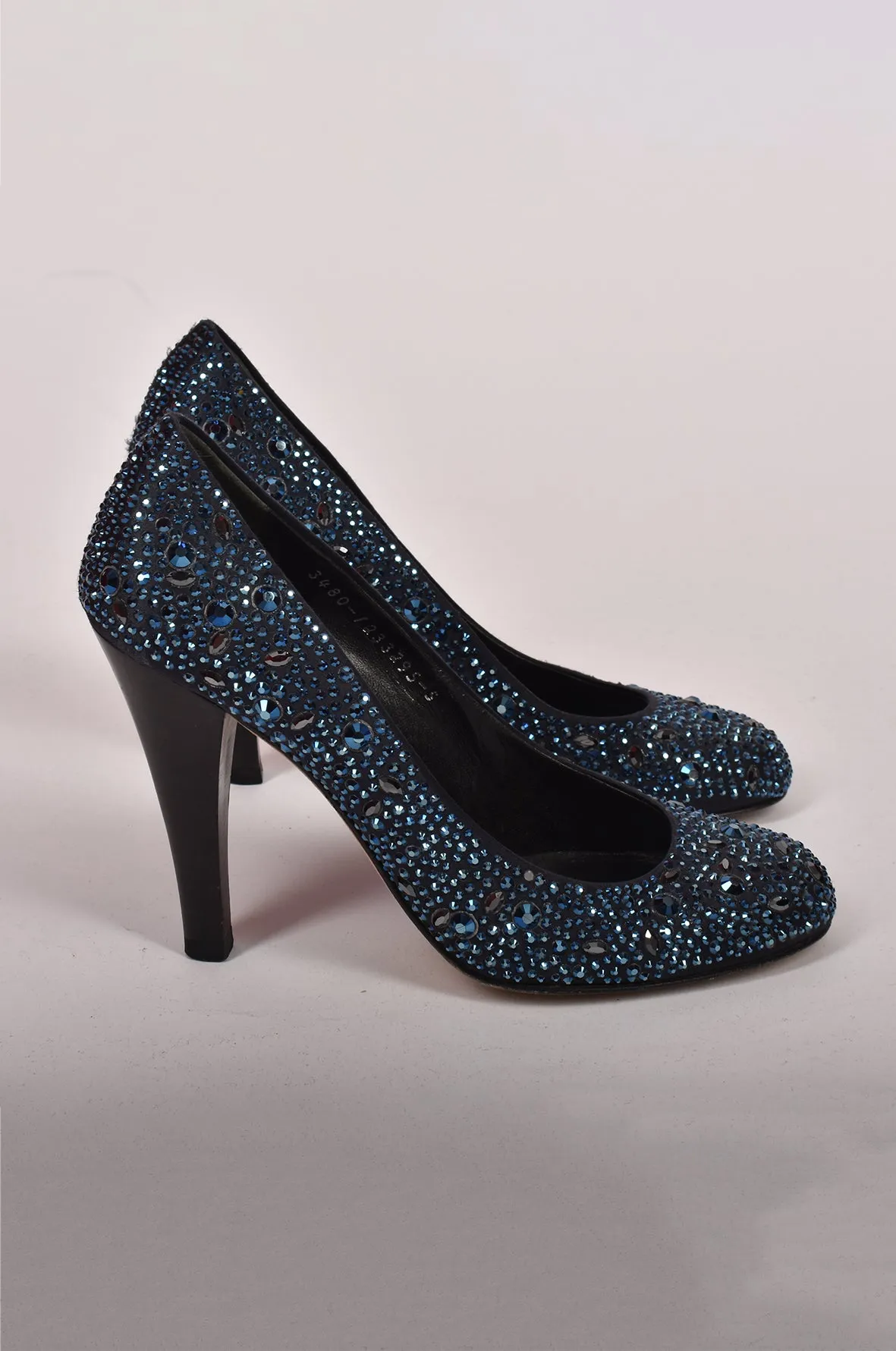 GINA SHOES BLUE CRISTAL HEEL