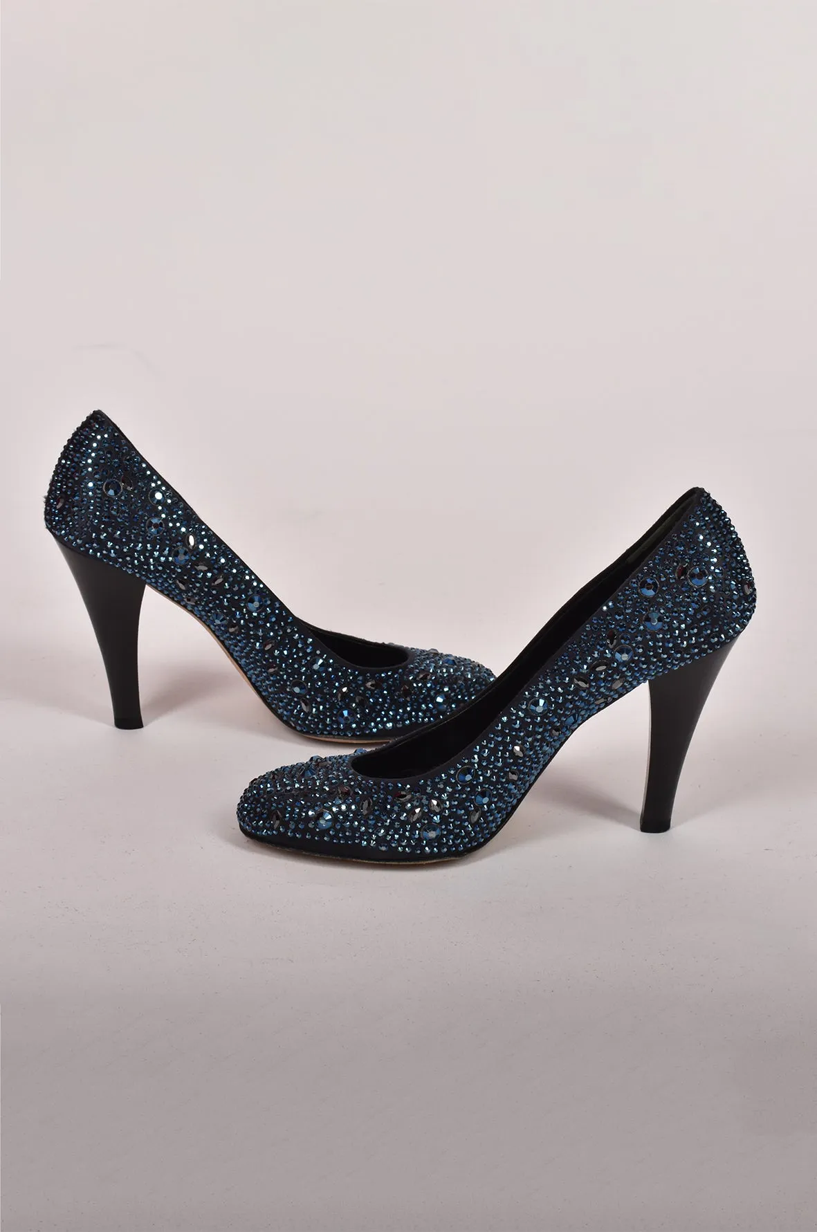 GINA SHOES BLUE CRISTAL HEEL