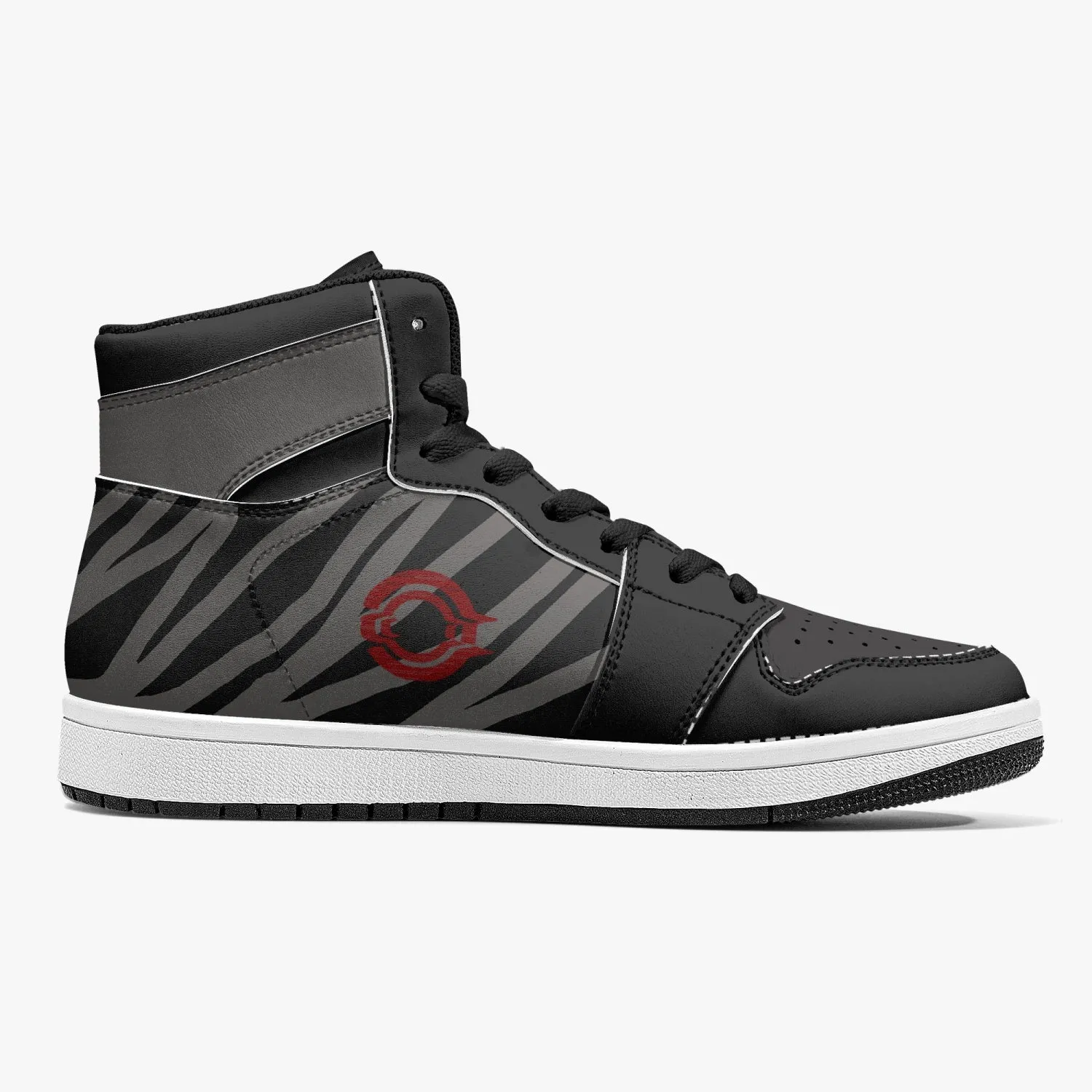 High-Top Leather Sneakers -Black /Grey Lined.