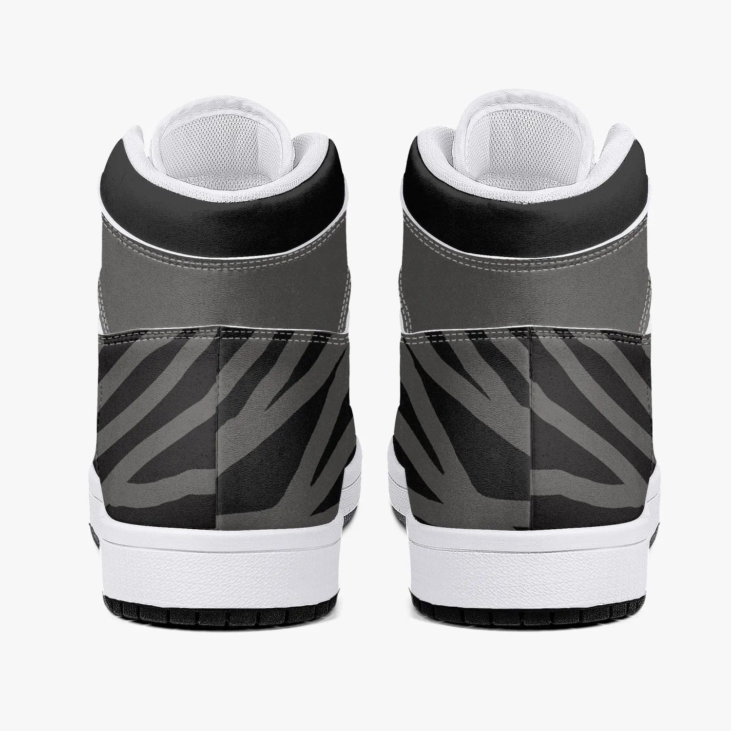 High-Top Leather Sneakers -Black /Grey Lined.