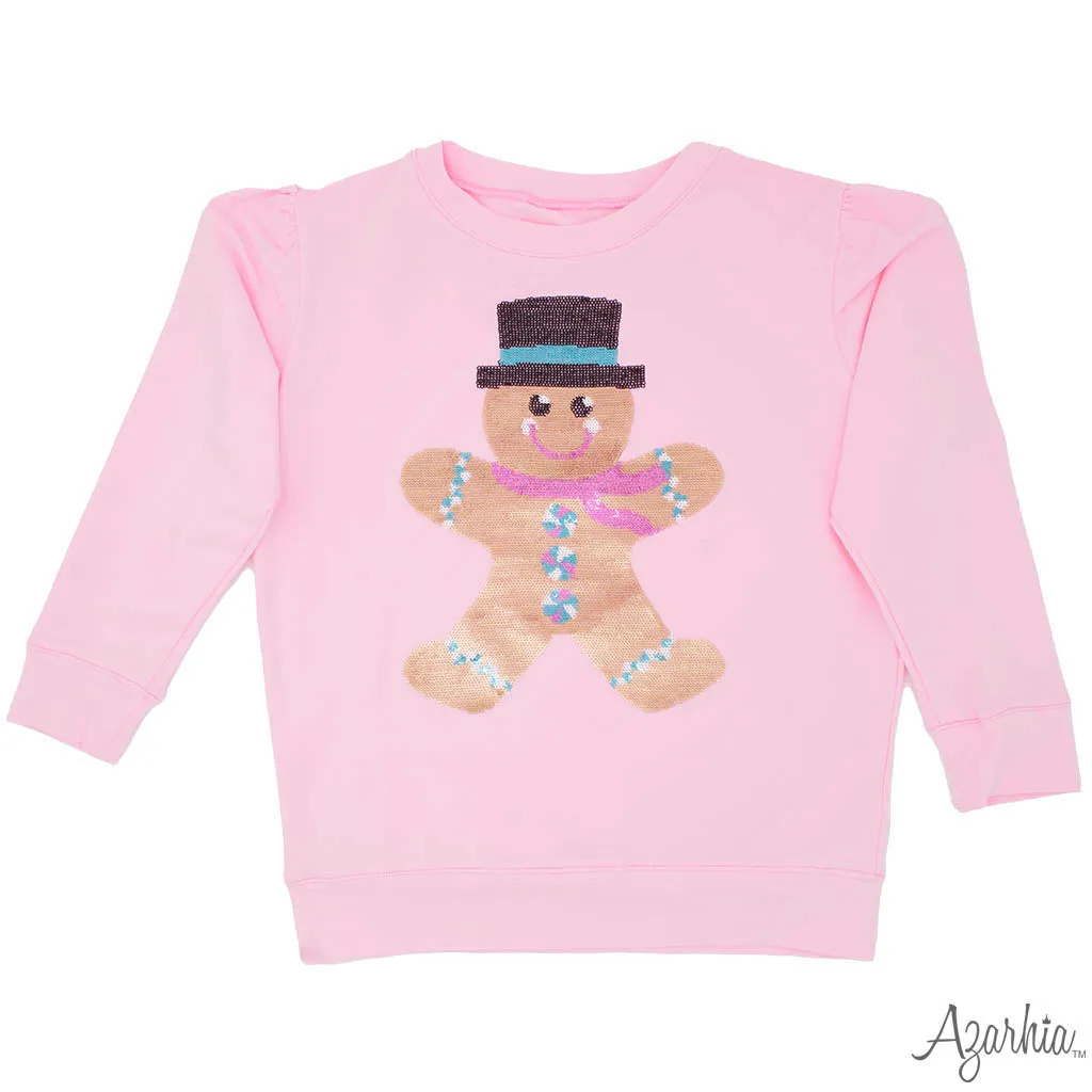 Holly Pink sweatshirt with Sequin Gingerbread