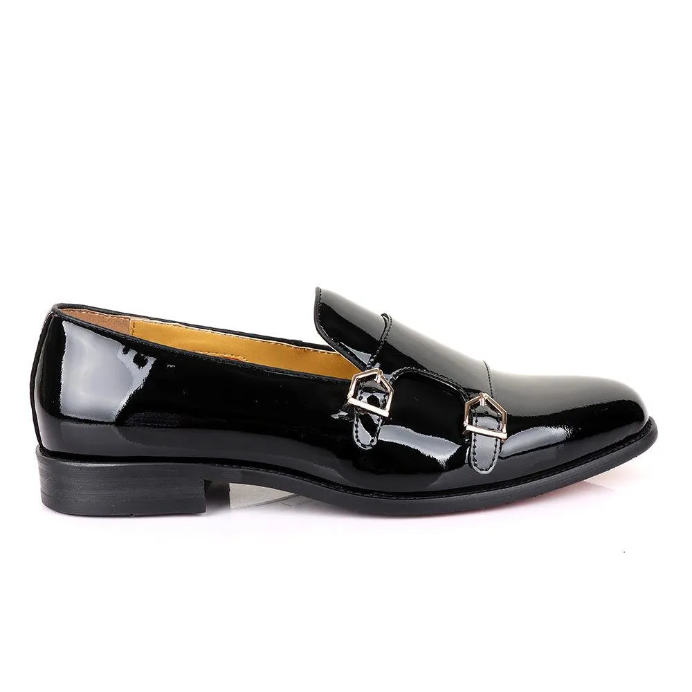 John Mendson Wetlips Monk Strap Black Shoe