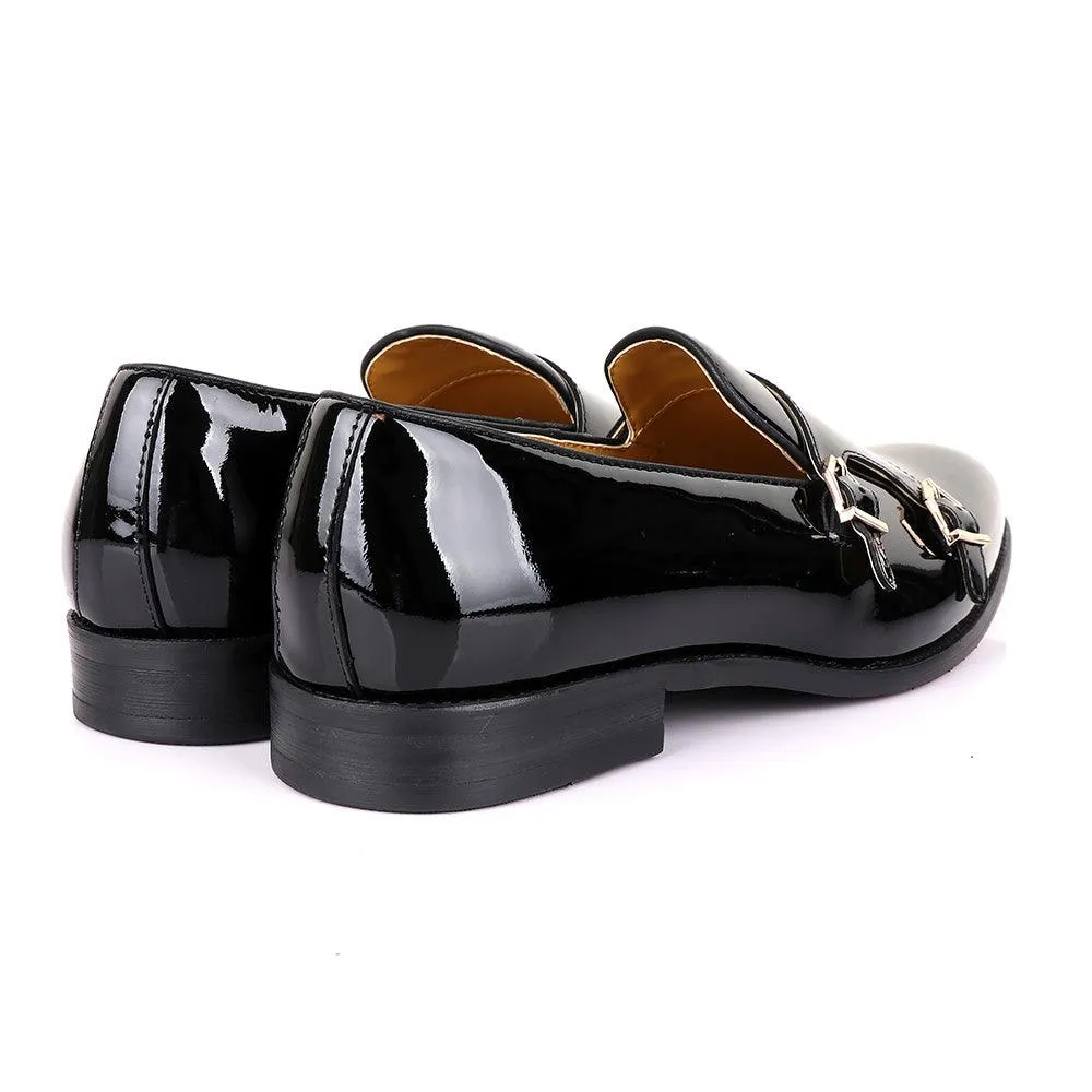 John Mendson Wetlips Monk Strap Black Shoe