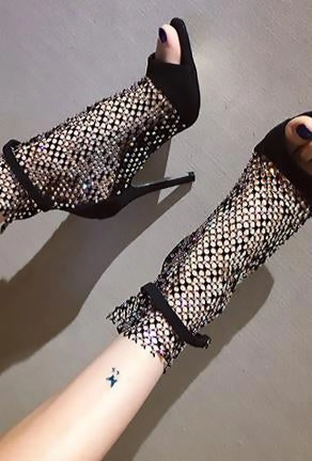 KRYSTAL - SPARKLING MESH HEELS