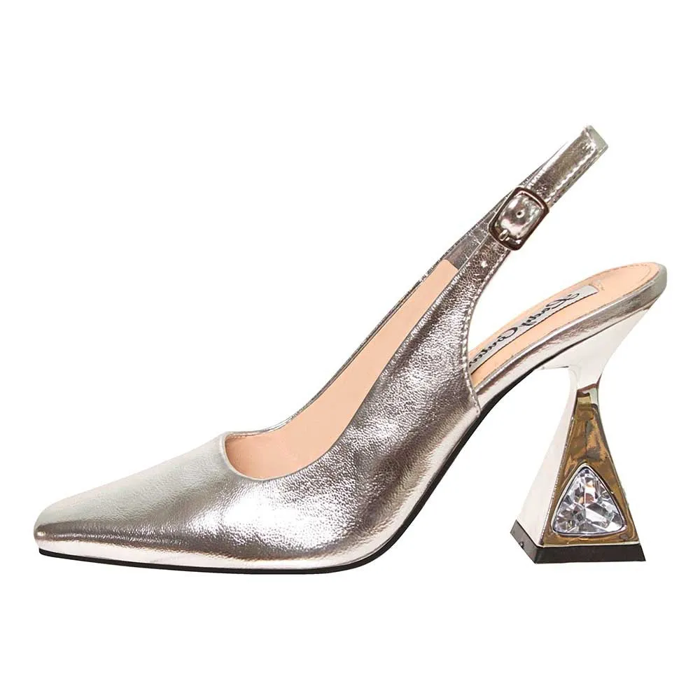 Lady Couture MISTIC Silver Jewel Metallic Heel Slingback