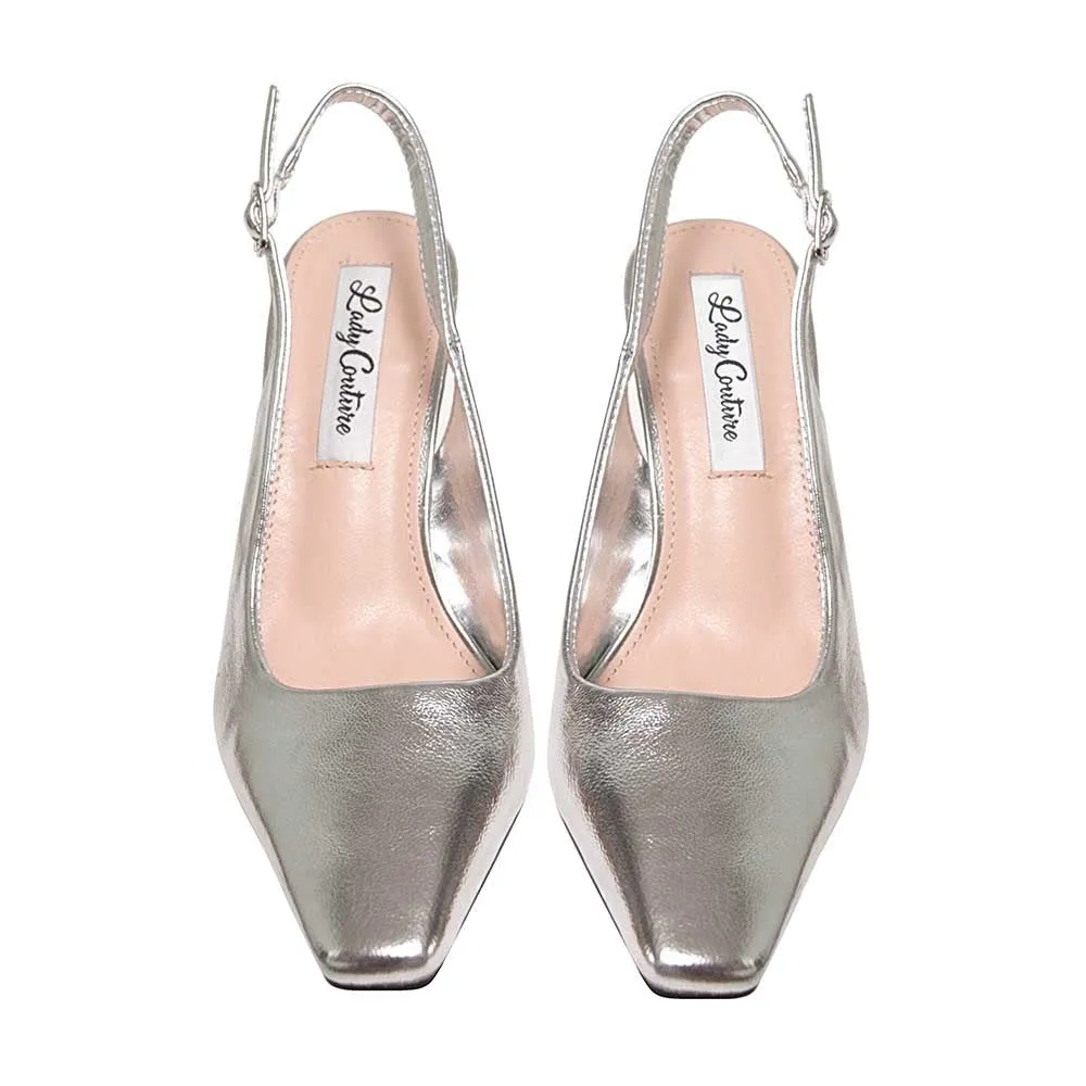 Lady Couture MISTIC Silver Jewel Metallic Heel Slingback