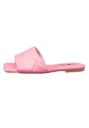 Leather Slip On Sandals - Pink