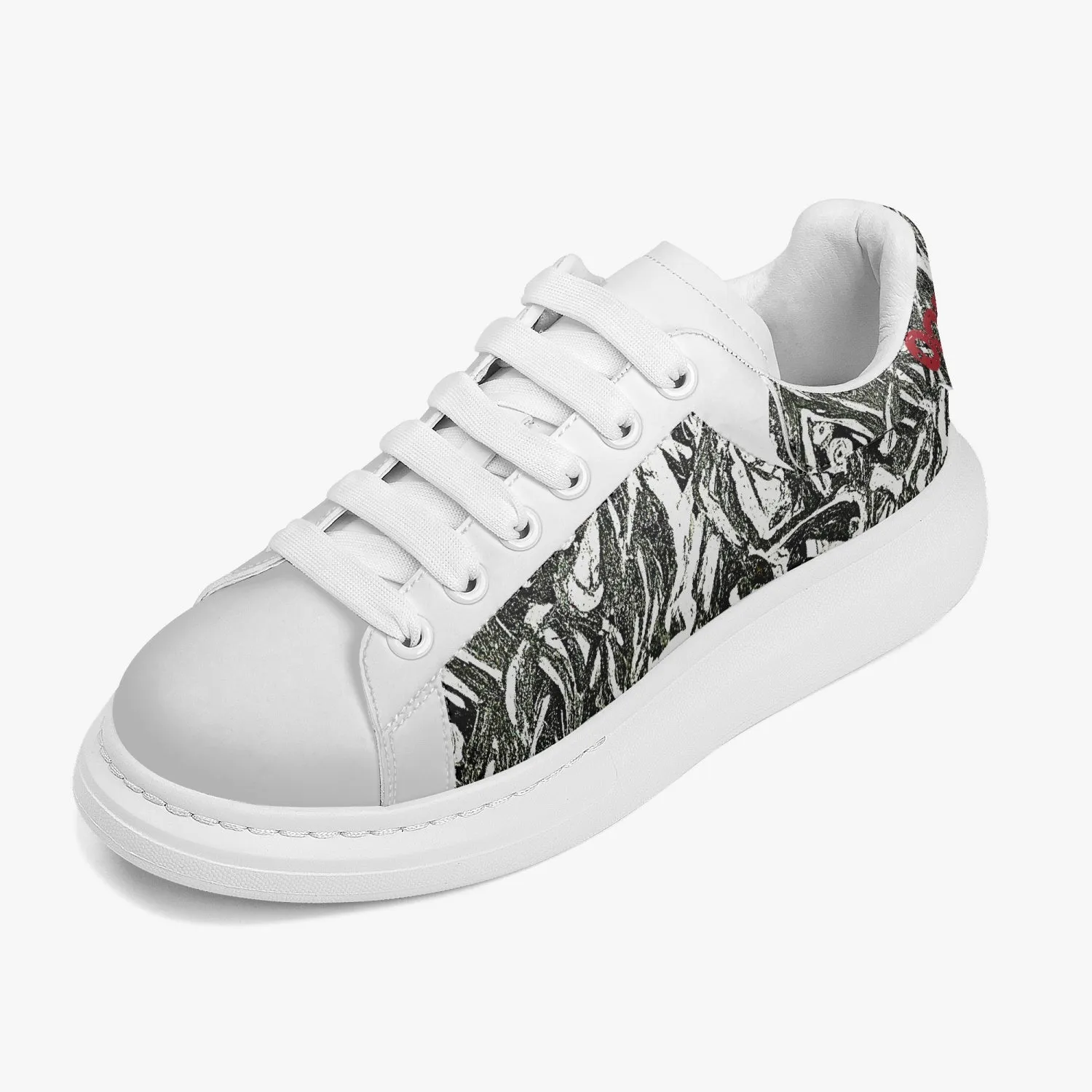 Lifestyle Low-Top Leather Sneakers Black Drawing