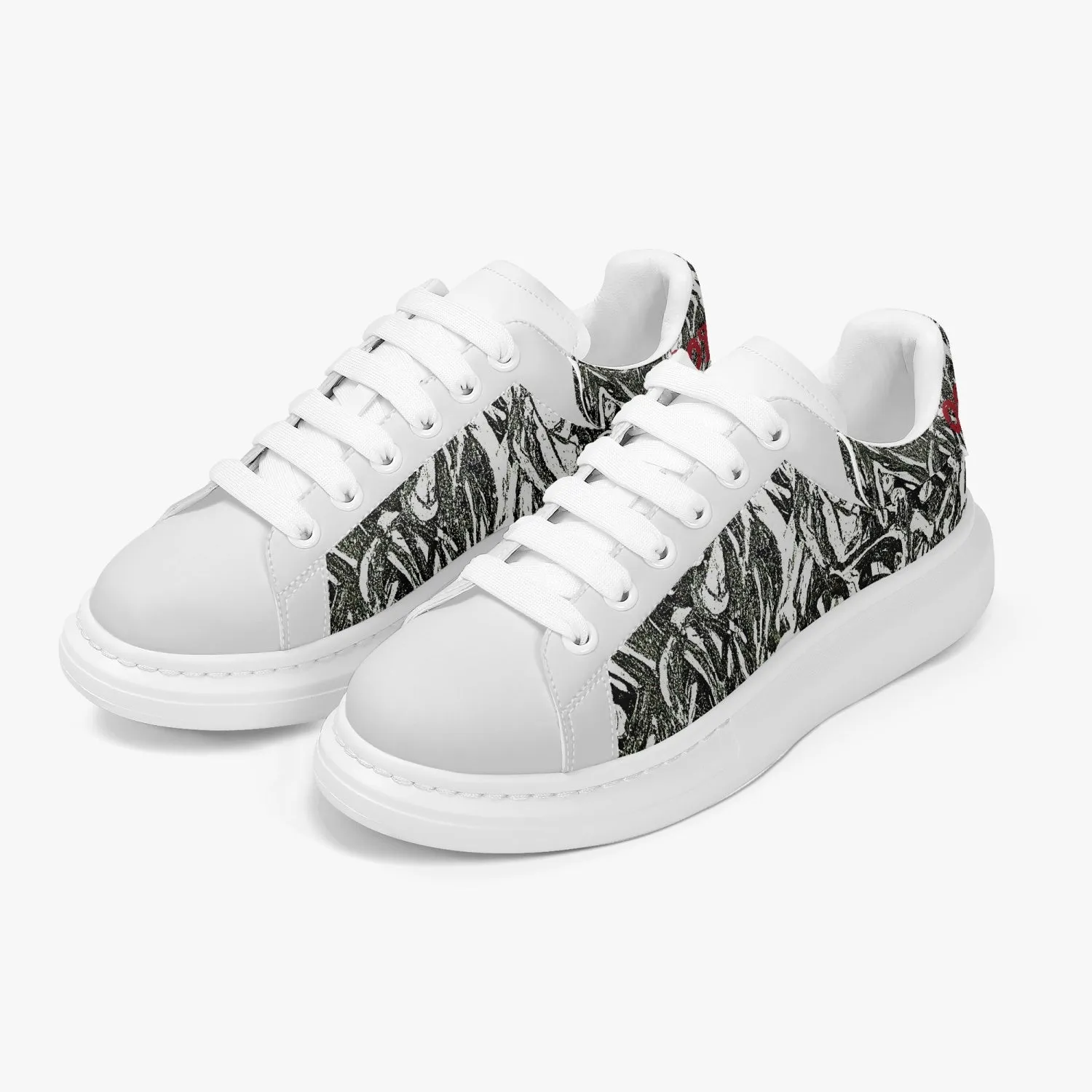 Lifestyle Low-Top Leather Sneakers Black Drawing