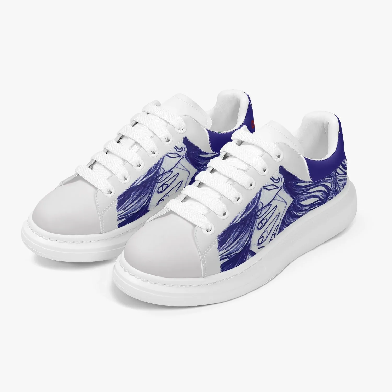 Lifestyle Low-Top Leather Sneakers Blue Lady