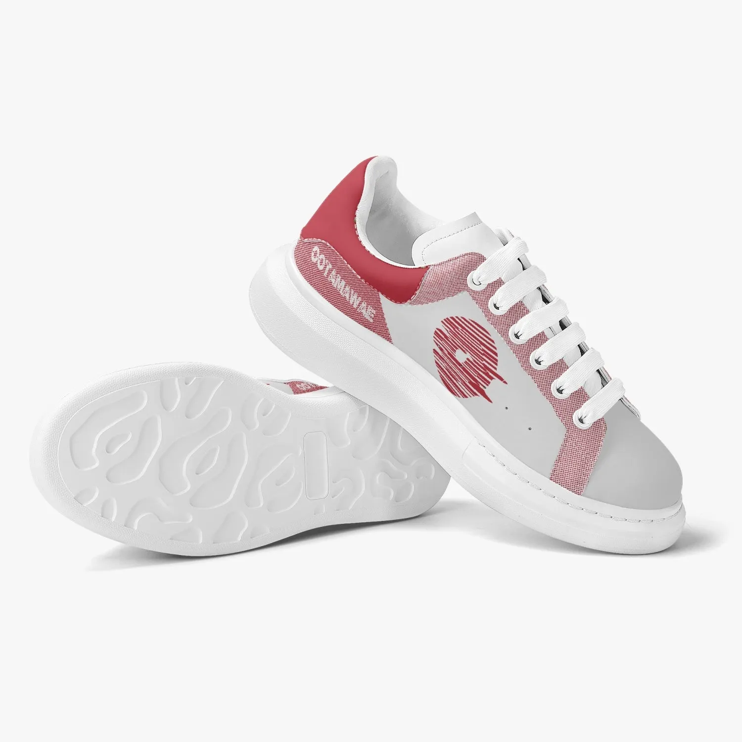 Lifestyle Low-Top Leather Sneakers - White/Red