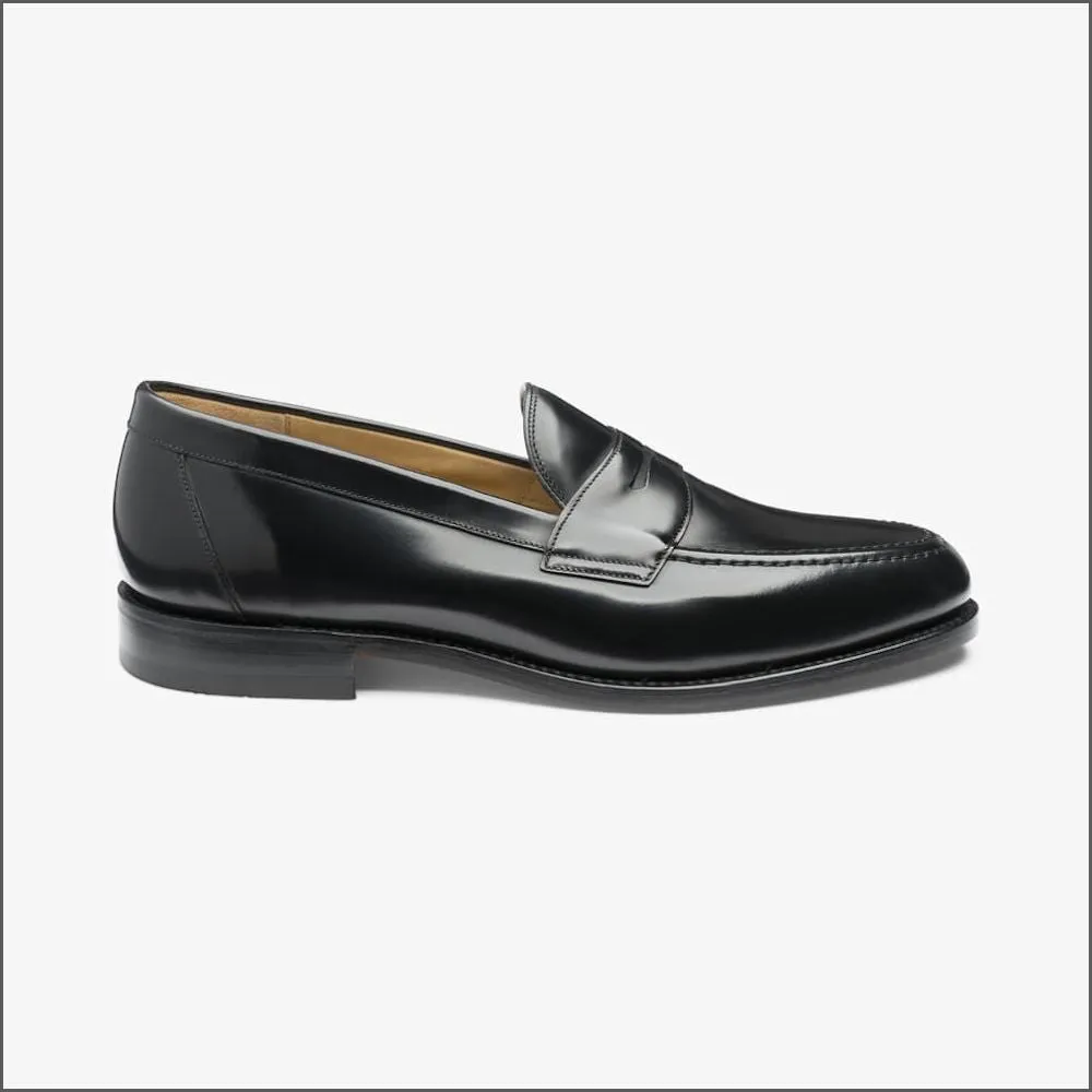 Loake Imperial Black Leather Penny Loafer--