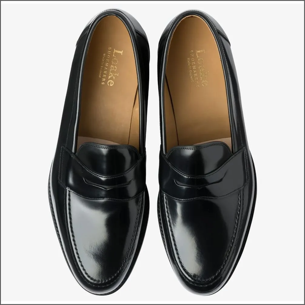 Loake Imperial Black Leather Penny Loafer--