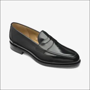 Loake Imperial Black Leather Penny Loafer--