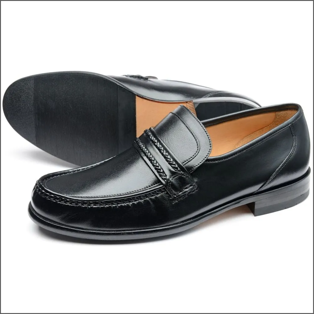 Loake Rome Black Nappa Leather Moccasin--