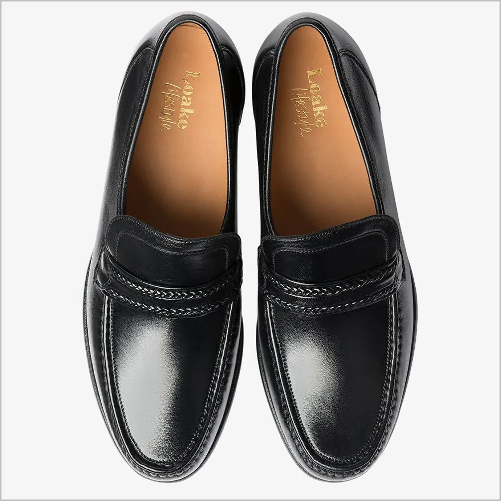 Loake Rome Black Nappa Leather Moccasin--