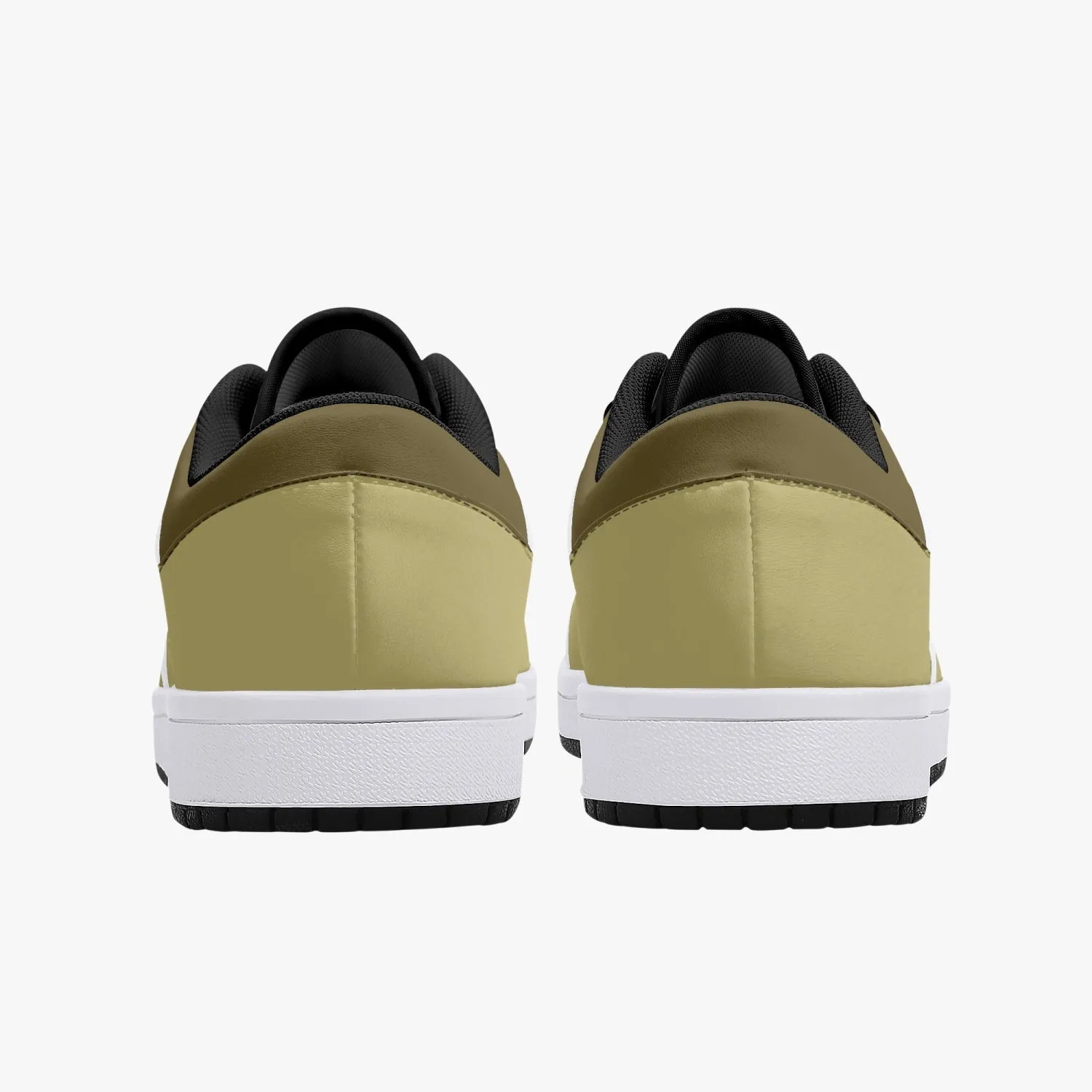 Low-Top Leather Sneakers - Gold